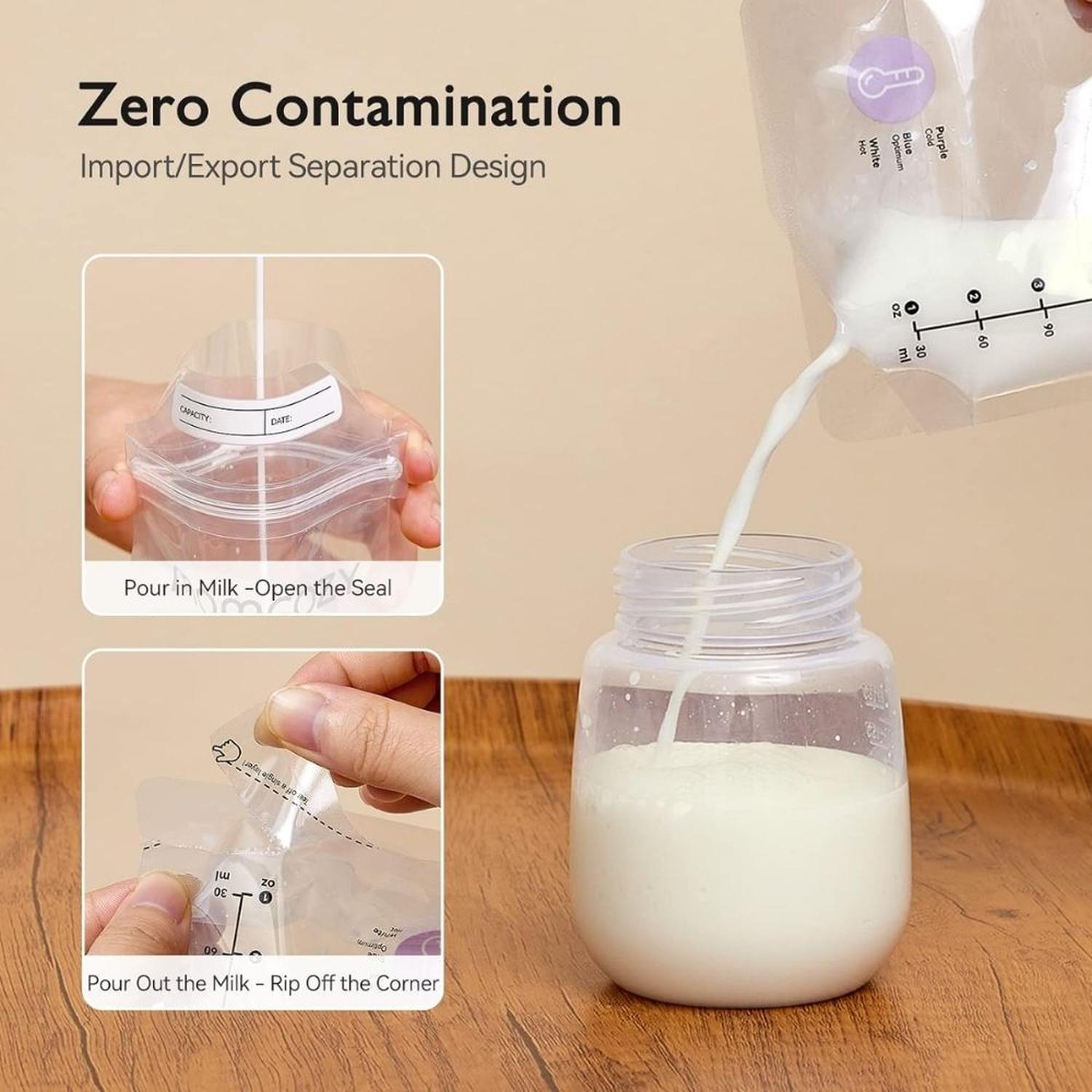 BOLSAS PARA LECHE MATERNA MOMCOZY CON SENSOR DE TEMPERATURA 6 OZ 120 UNDS - 4