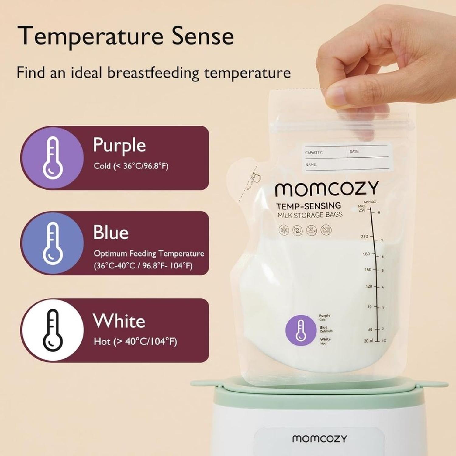 BOLSAS PARA LECHE MATERNA MOMCOZY CON SENSOR DE TEMPERATURA 8 OZ 120 UNDS - 2