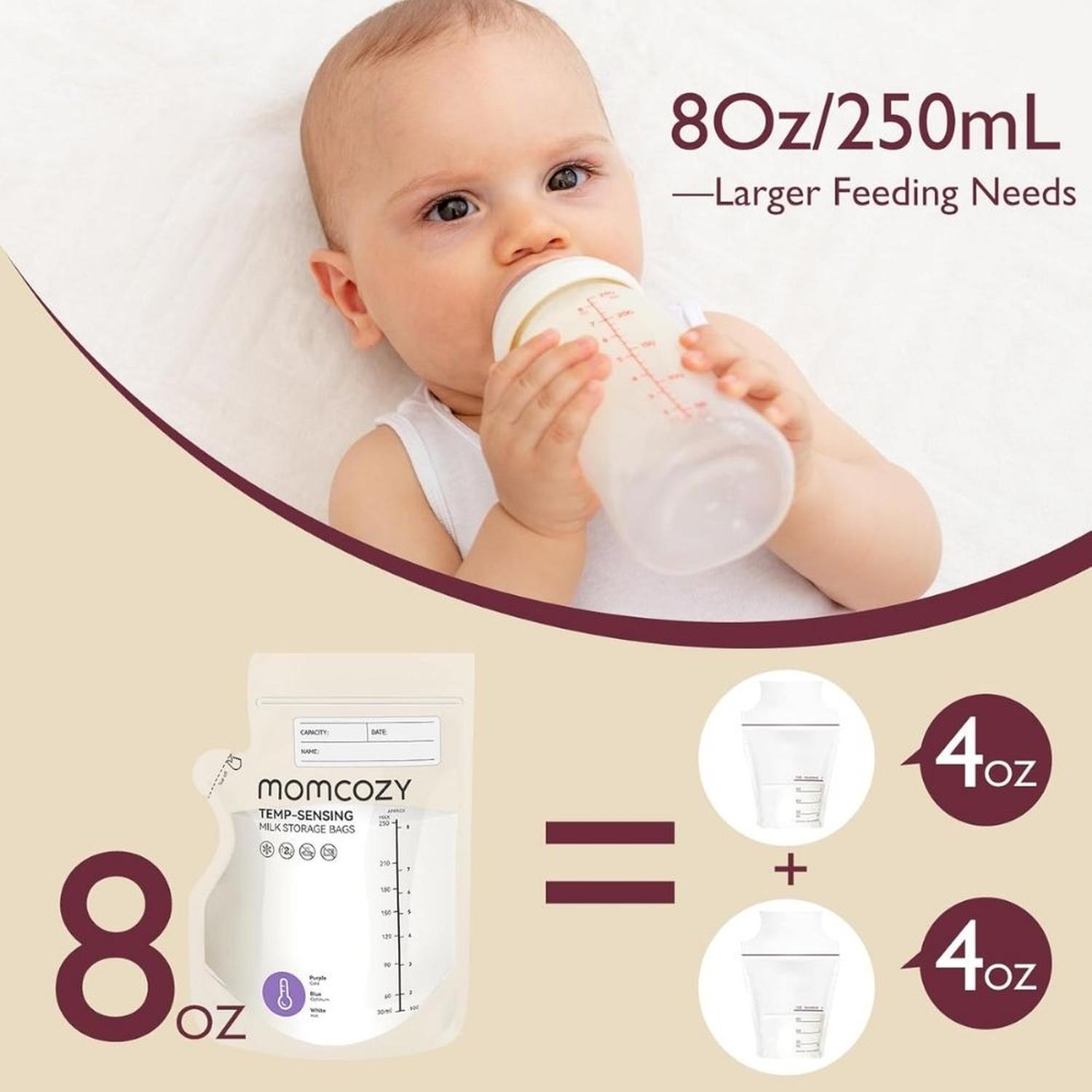 BOLSAS PARA LECHE MATERNA MOMCOZY CON SENSOR DE TEMPERATURA 8 OZ 120 UNDS - 5