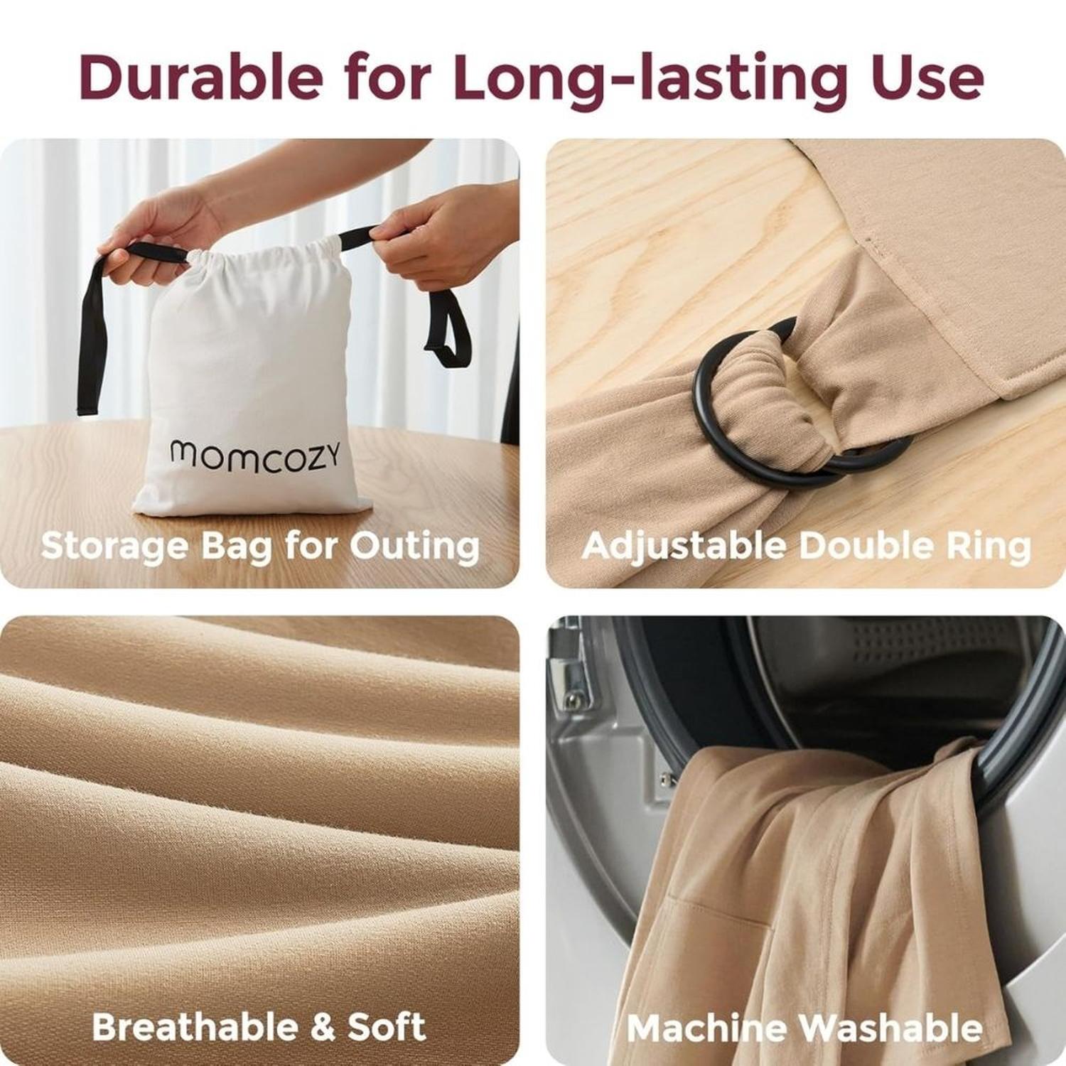 PORTABEBES O FULAR MOMCOZY PARA NIÑOS DE 8 A 35 LIBRAS - BEIGE - 7