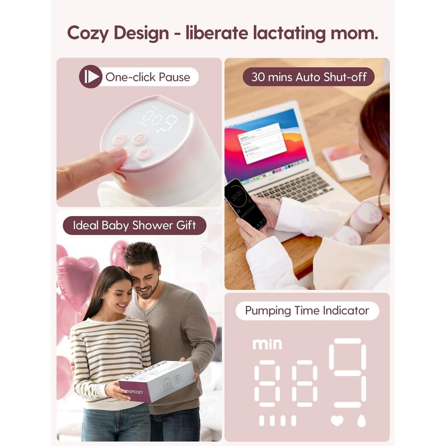 EXTRACTOR DE LECHE DOBLE MOMCOZY S12 PRO V HANDSFREE - 7