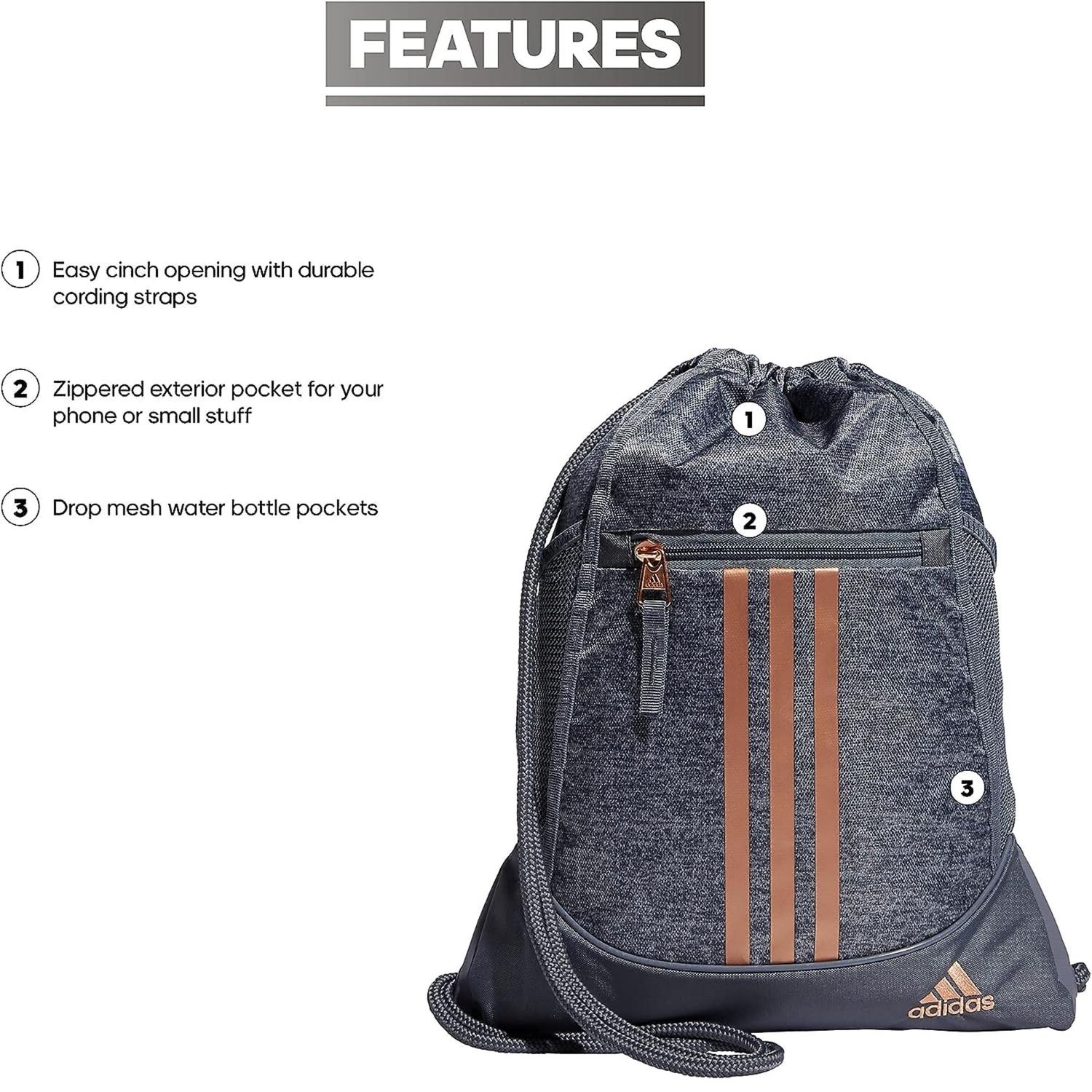 MOCHILA SACKPACK ADIDAS ALIANCE II - ONIX GRIS - 6