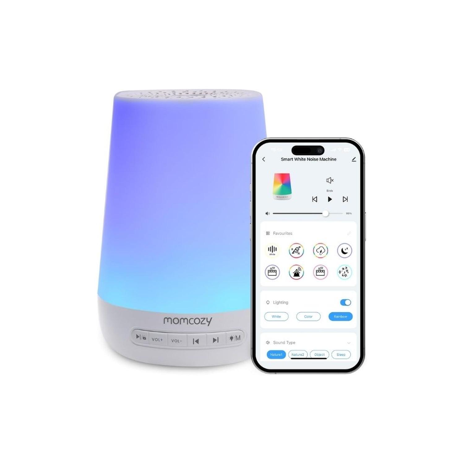 MÁQUINA DE SONIDOS Y RUIDO BLANCO MOMCOZY CON LUZ DE NOCHE ENTRENADOR DE SUEÑO Y CONTROL REMOTO - 1