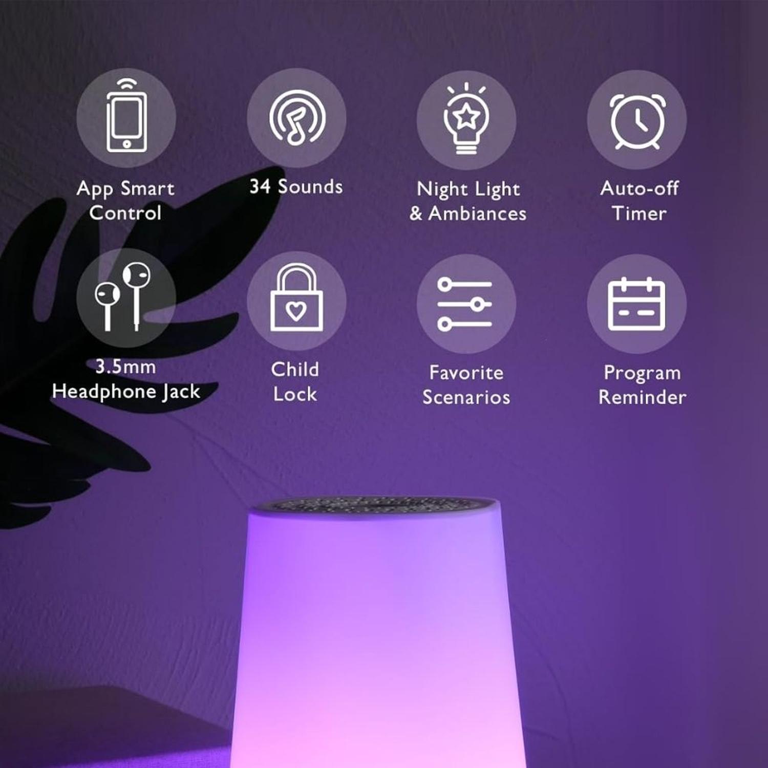 MÁQUINA DE SONIDOS Y RUIDO BLANCO MOMCOZY CON LUZ DE NOCHE ENTRENADOR DE SUEÑO Y CONTROL REMOTO - 2