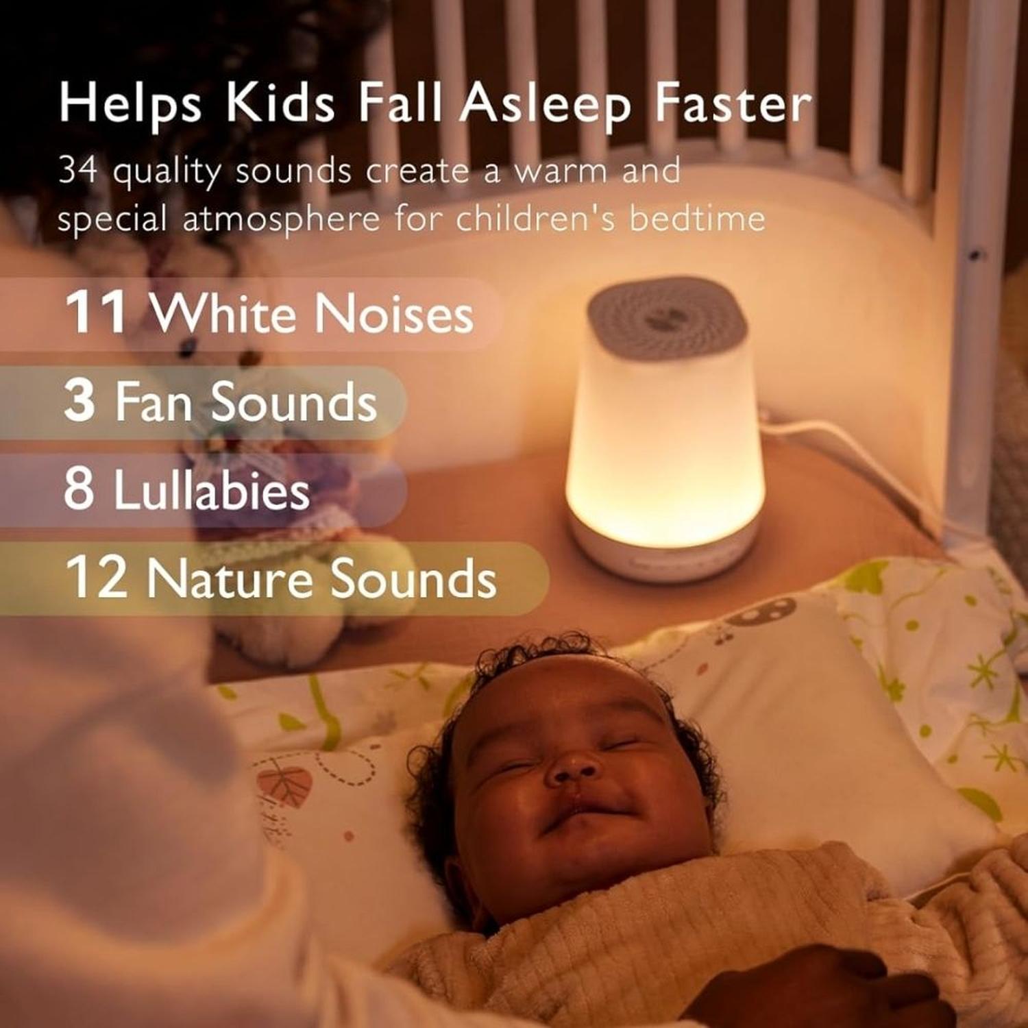MÁQUINA DE SONIDOS Y RUIDO BLANCO MOMCOZY CON LUZ DE NOCHE ENTRENADOR DE SUEÑO Y CONTROL REMOTO - 4