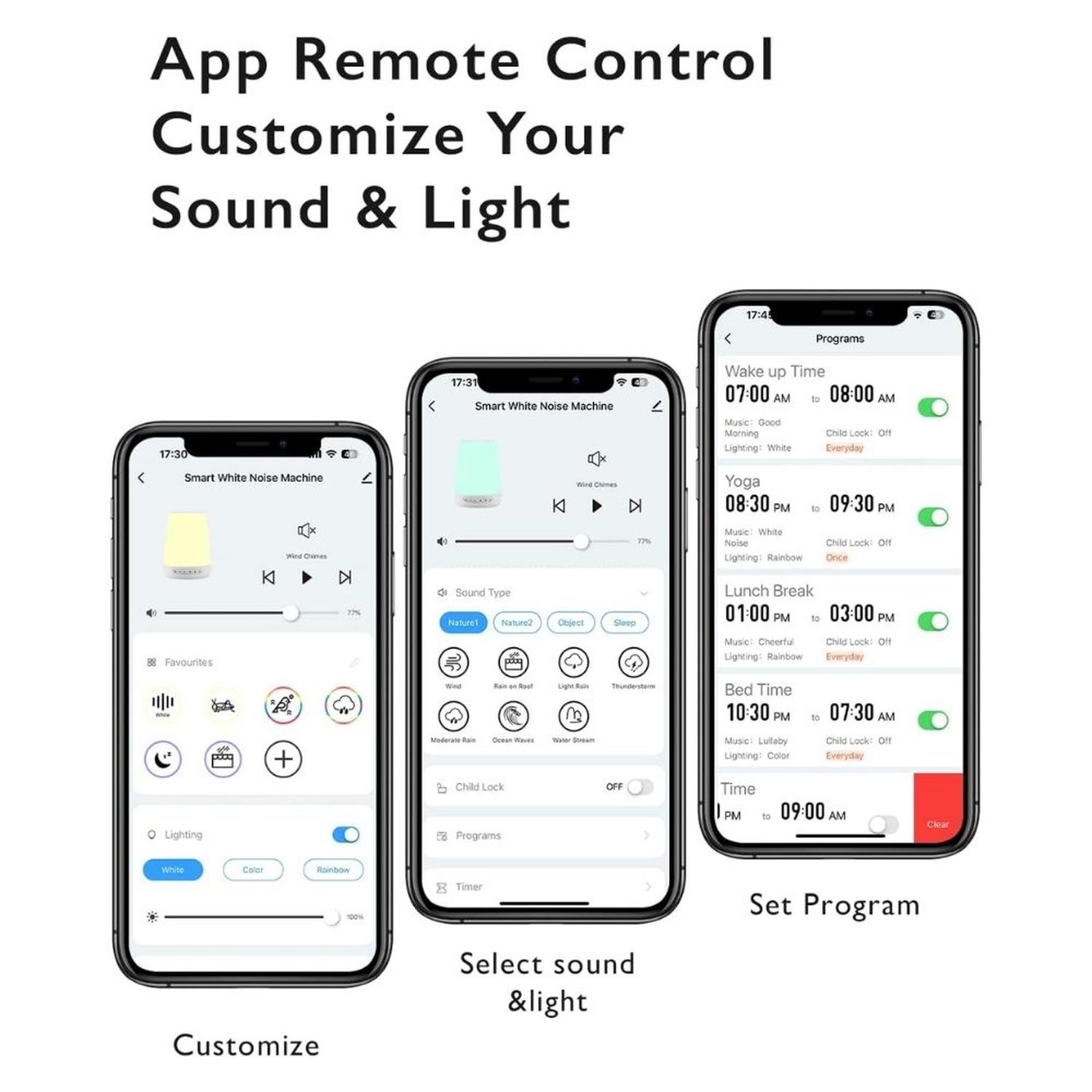 MÁQUINA DE SONIDOS Y RUIDO BLANCO MOMCOZY CON LUZ DE NOCHE ENTRENADOR DE SUEÑO Y CONTROL REMOTO - 8
