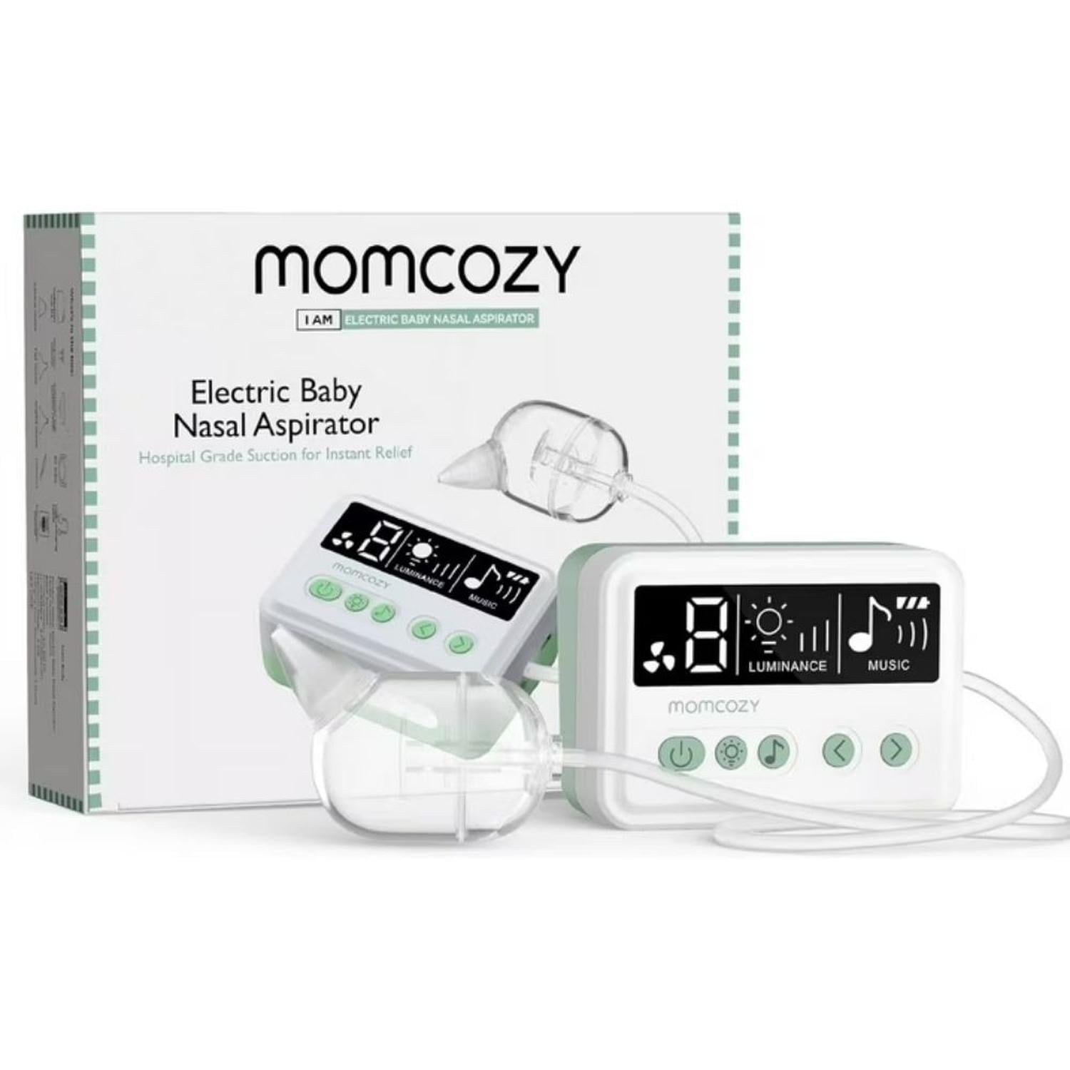 ASPIRADOR NASAL ELÉCTRICO MOMCOZY 65 KPA, 9 NIVELES DE SUCCIÓN, 3 PUNTAS DE SILICONA Y LIMPIADOR NAS - 1