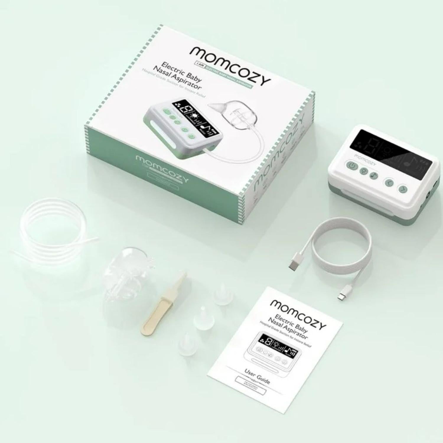 ASPIRADOR NASAL ELÉCTRICO MOMCOZY 65 KPA, 9 NIVELES DE SUCCIÓN, 3 PUNTAS DE SILICONA Y LIMPIADOR NAS - 2
