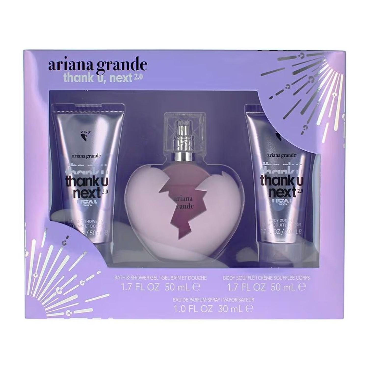 SET PERFUME 30ML SHOWER GEL 50 ML Y CREMA 50ML ARIANA GRANDE THANK U NEXT 2.0 - 1