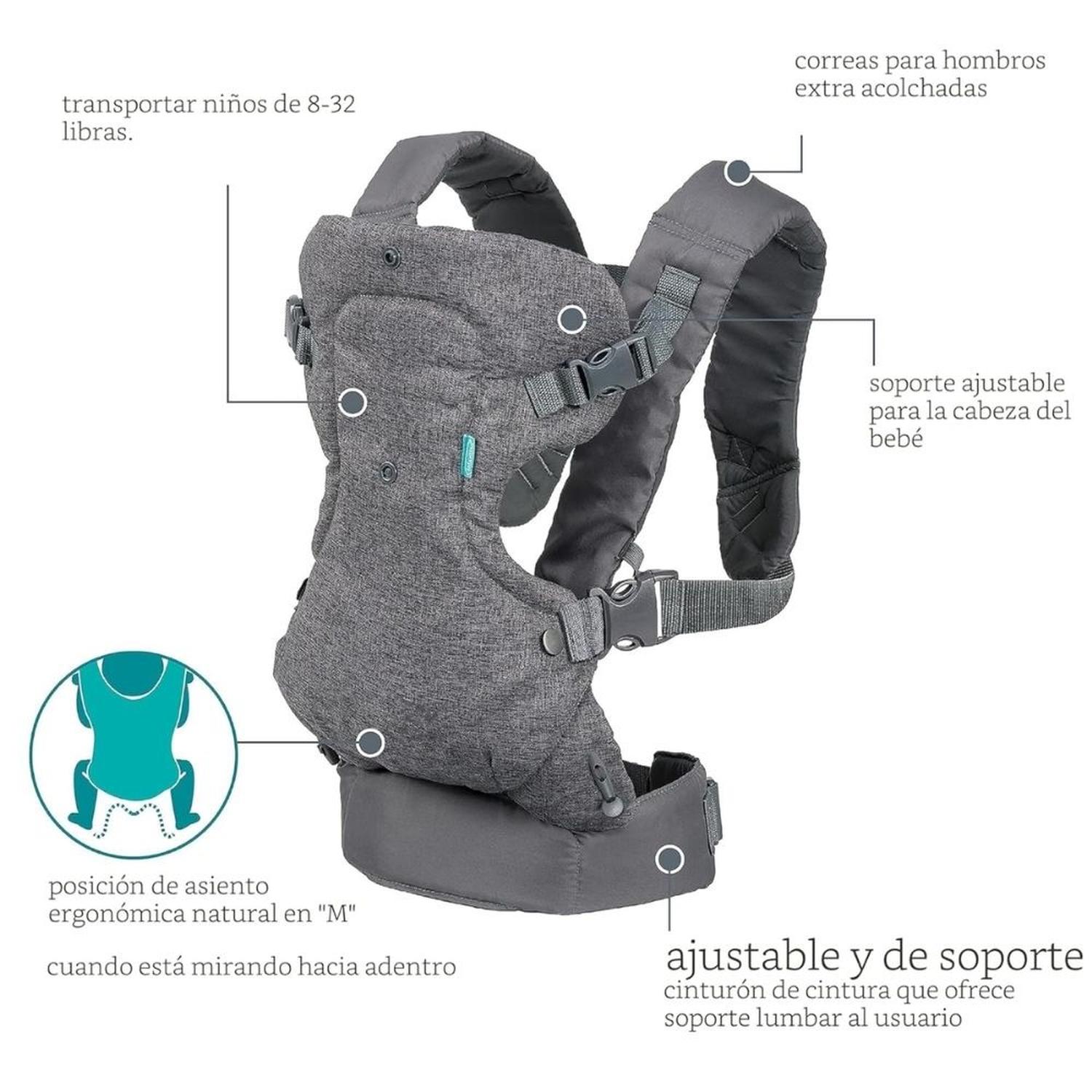 PORTABEBES CONVERTIBLE 4 EN 1 INFANTINO FLIP LUXE - GRIS - 2