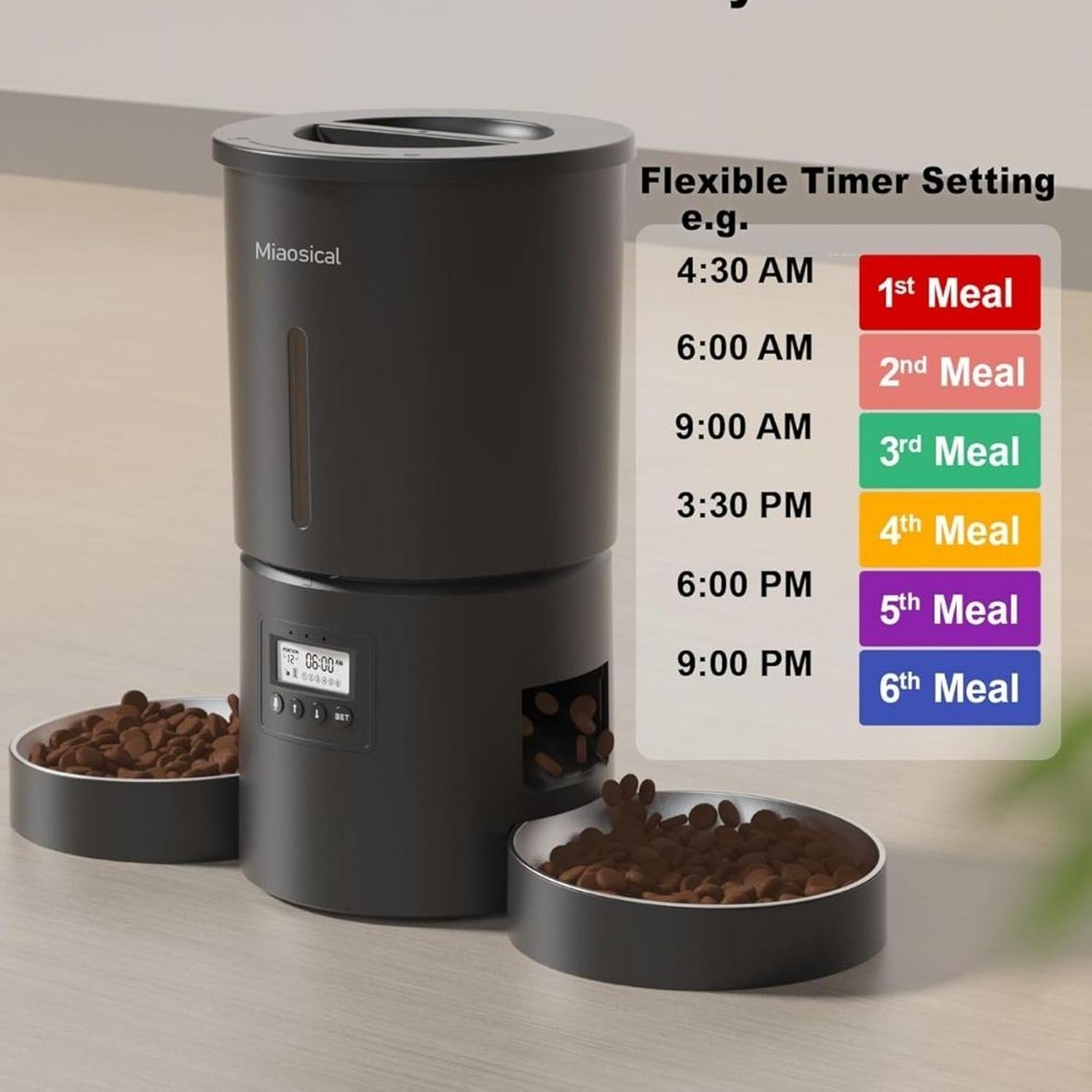 COMEDERO AUTOMÁTICO DOBLE PARA GATOS CON PLATOS DE INOX CON GRABACIÓN DE VOZ - 2