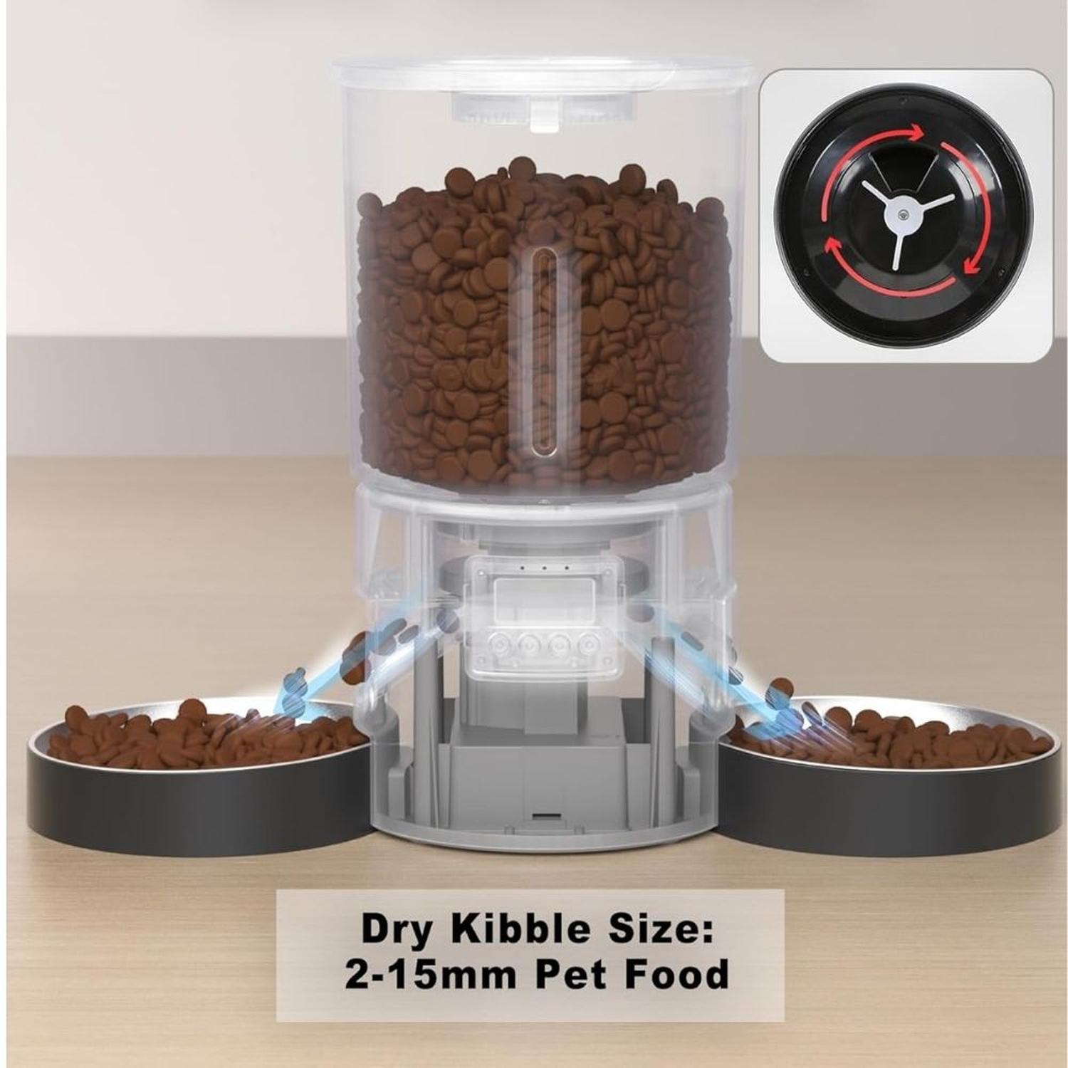 COMEDERO AUTOMÁTICO DOBLE PARA GATOS CON PLATOS DE INOX CON GRABACIÓN DE VOZ - 4