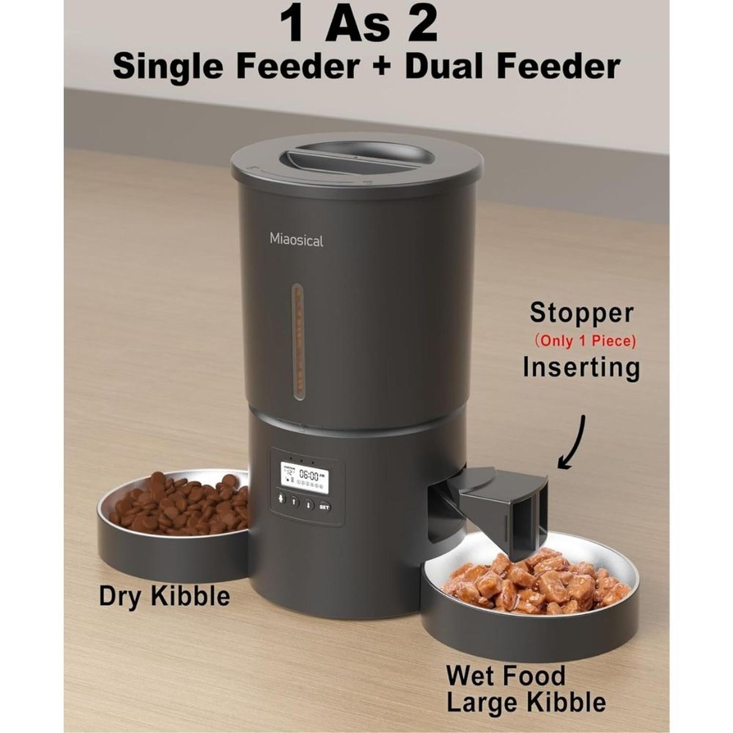 COMEDERO AUTOMÁTICO DOBLE PARA GATOS CON PLATOS DE INOX CON GRABACIÓN DE VOZ - 6