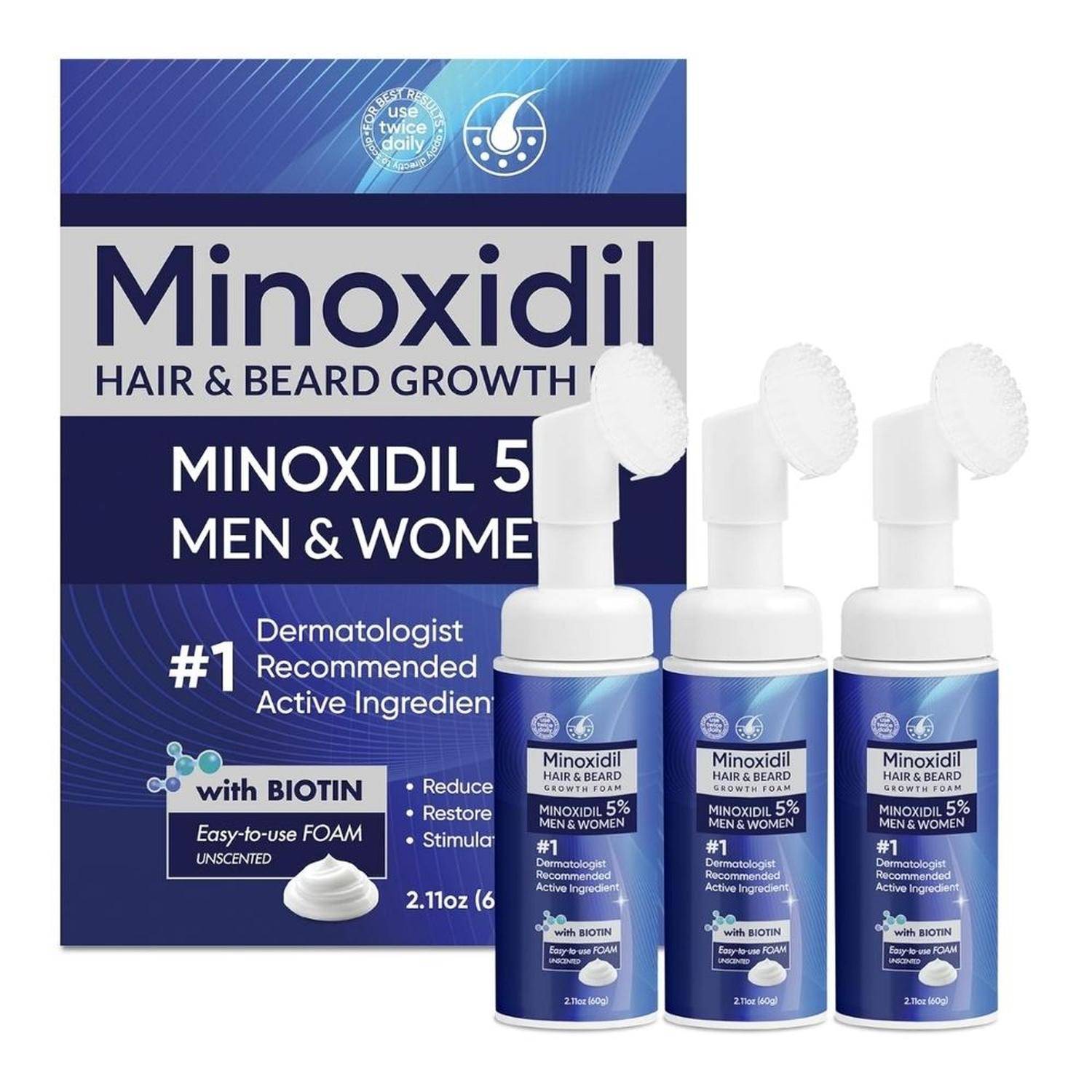 ESPUMA DE MINOXIDIL AL 5% PARA HOMBRES Y MUJERES - PACK 3X60G - 1