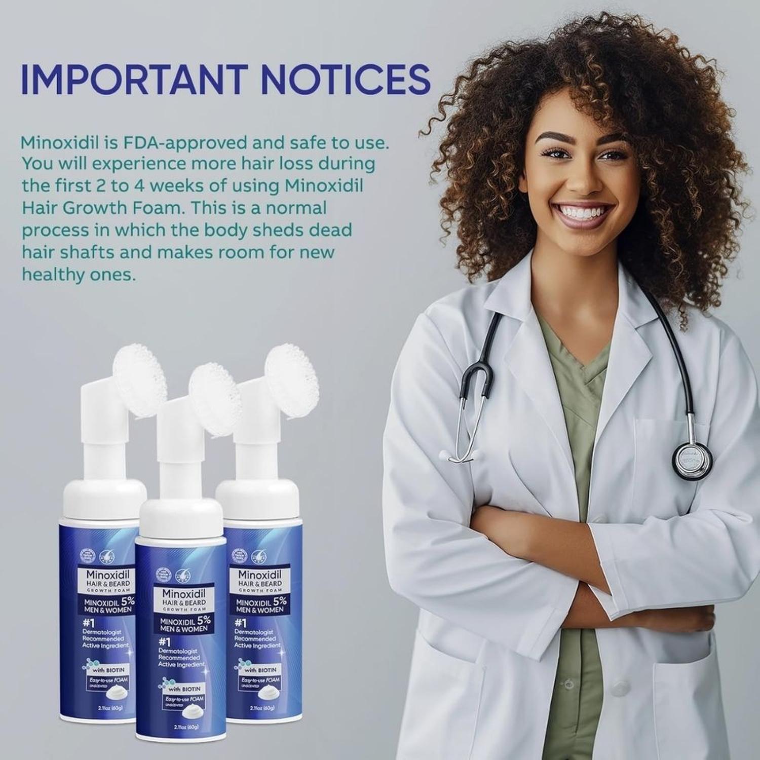 ESPUMA DE MINOXIDIL AL 5% PARA HOMBRES Y MUJERES - PACK 3X60G - 3