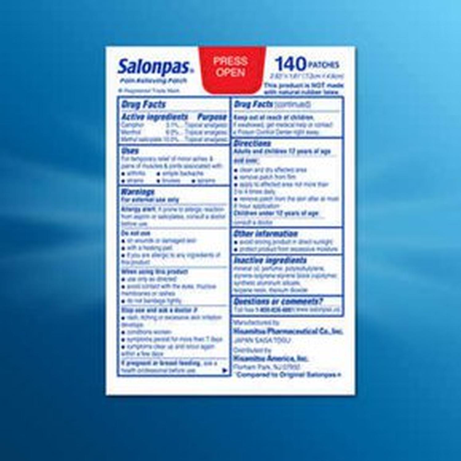 PARCHES ANALGÉSICO SALONPAS - 140 PARCHES - 3