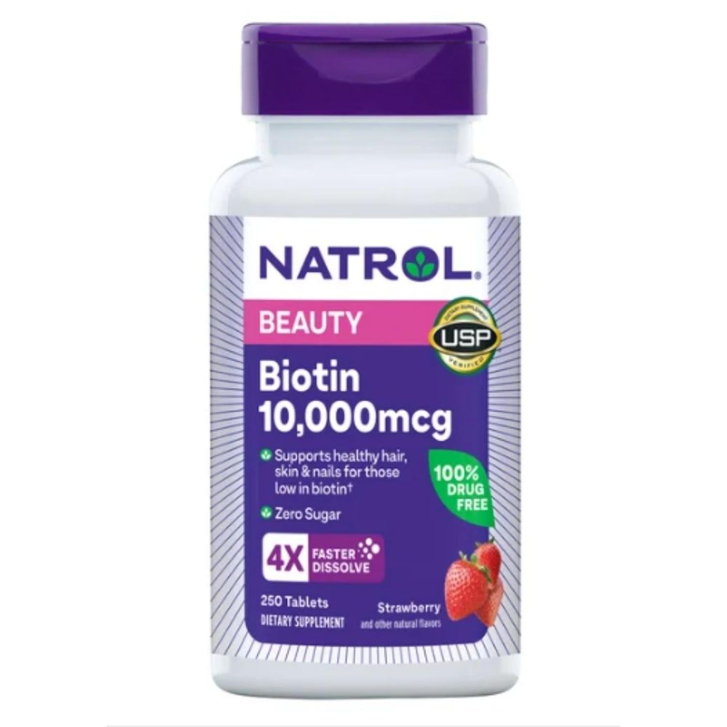 TABLETAS DE DISOLUCIÓN RÁPIDA BIOTIN NATROL 10 000 MCG - 250 TAB - 1