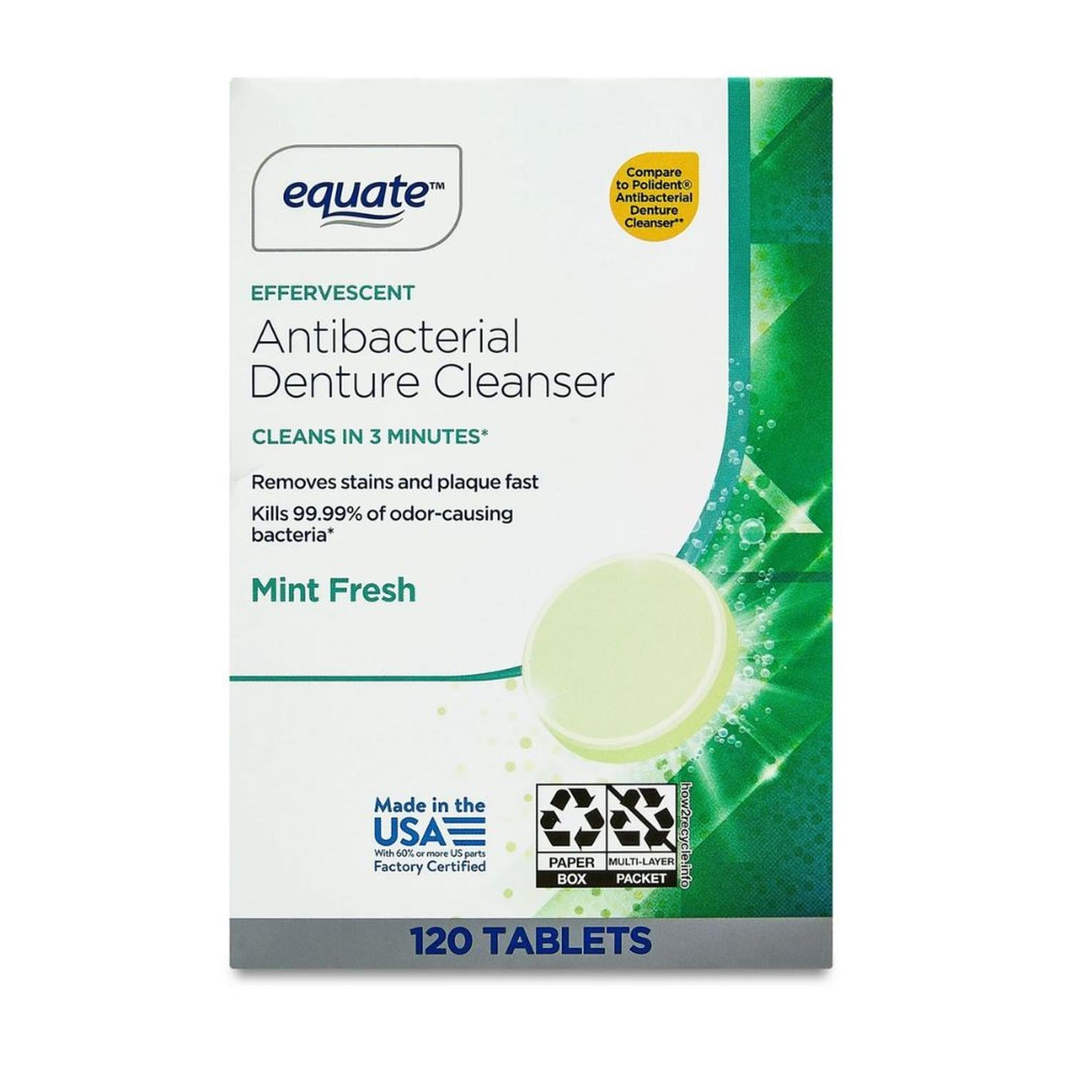 LIMPIADOR ANTIBACTERIANO EFERVESCENTES PARA DENTADURAS POSTIZAS SABOR MENTA - 120 UND - 1