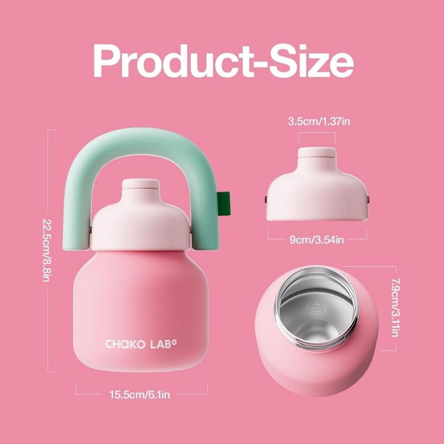 BOTELLA DE AGUA CHAKO LAB CON PAJITA Y ASA 33 OZ - ROSA - 2