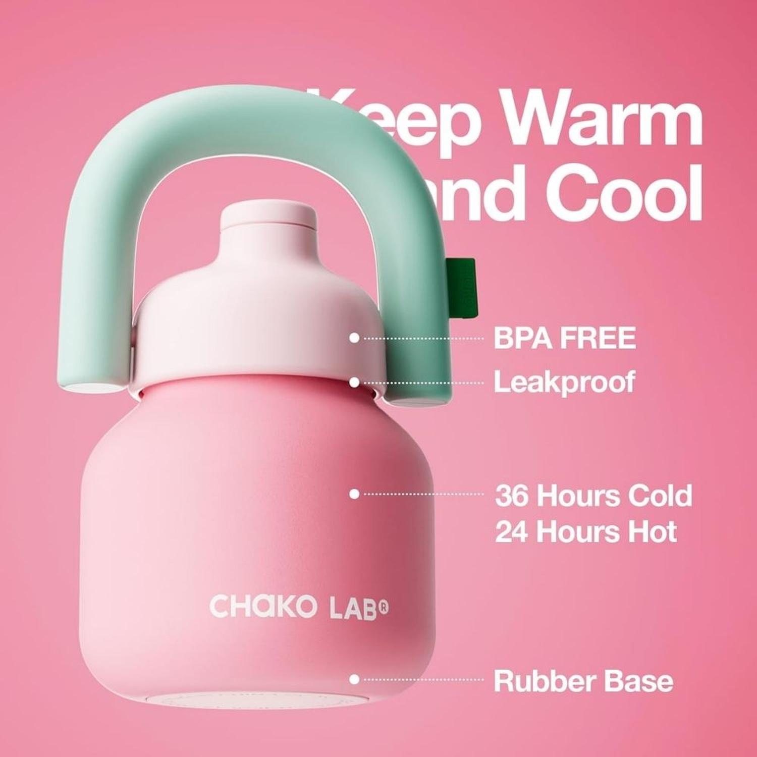 BOTELLA DE AGUA CHAKO LAB CON PAJITA Y ASA 33 OZ - ROSA - 4