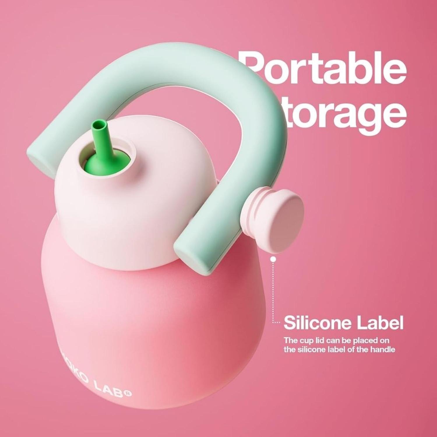 BOTELLA DE AGUA CHAKO LAB CON PAJITA Y ASA 33 OZ - ROSA - 5