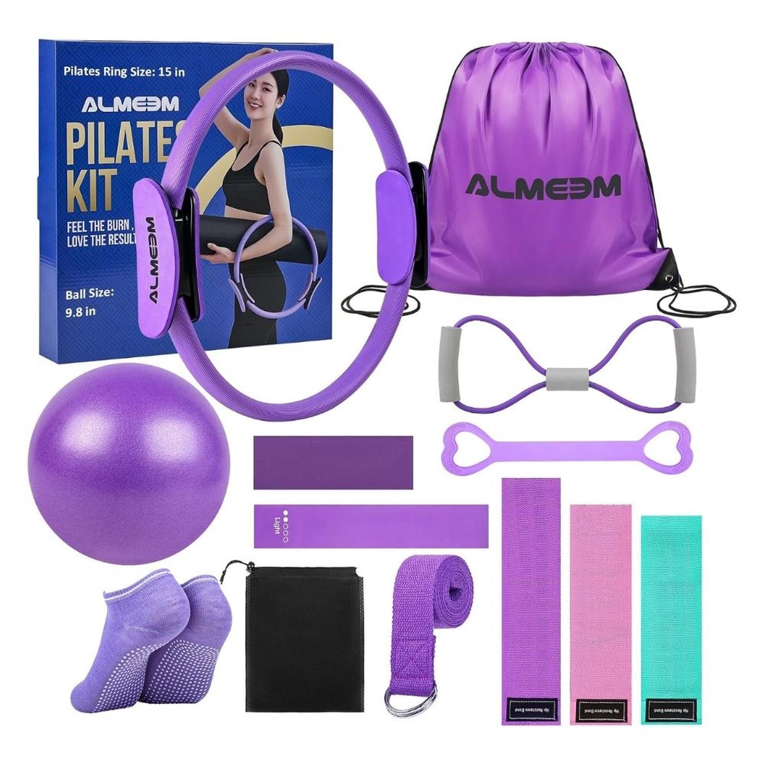 KIT DE FITNESS PARA YOGA Y PILATES 18 PIEZAS - MORADO - 1
