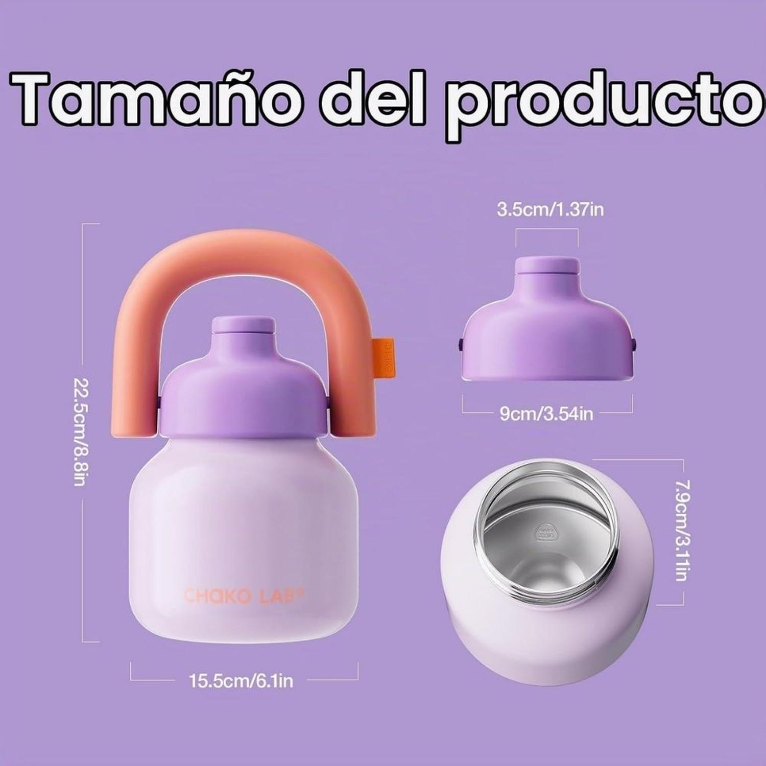 BOTELLA DE AGUA CHAKO LAB CON PAJITA Y ASA 33 OZ - PURPLE - 3