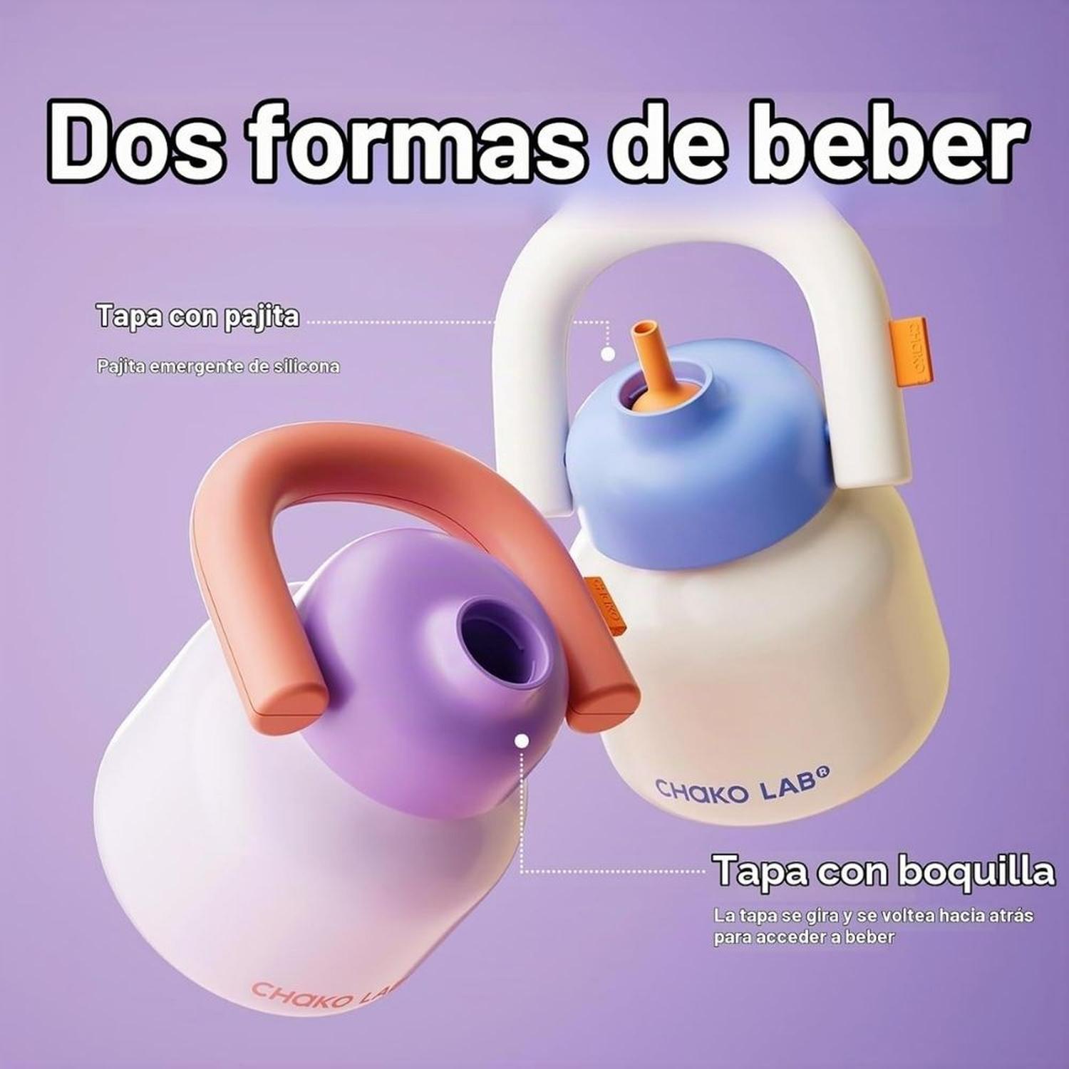 BOTELLA DE AGUA CHAKO LAB CON PAJITA Y ASA 33 OZ - PURPLE - 6