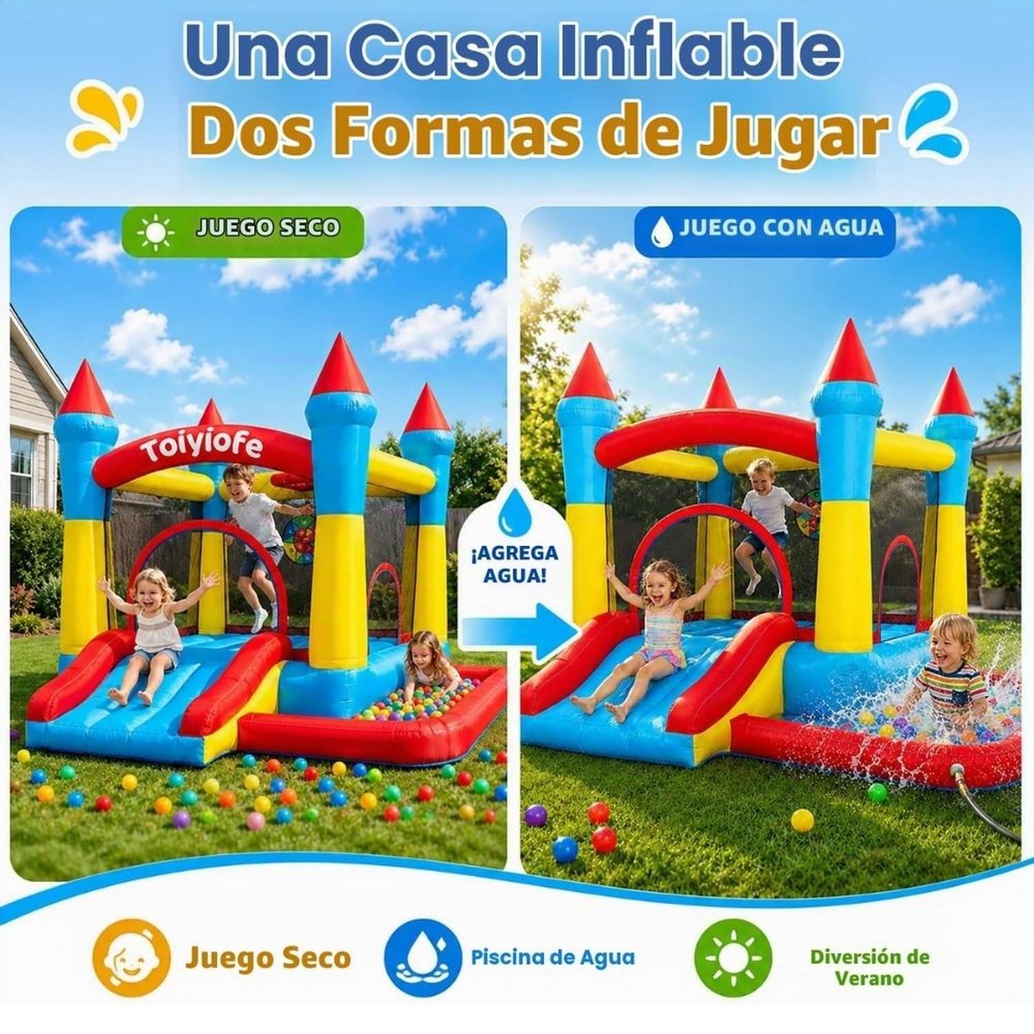 CASTILLO INFLABLE PARA NIÑOS DE 3 A 6 AÑOS SOPLADOR 370W - 4