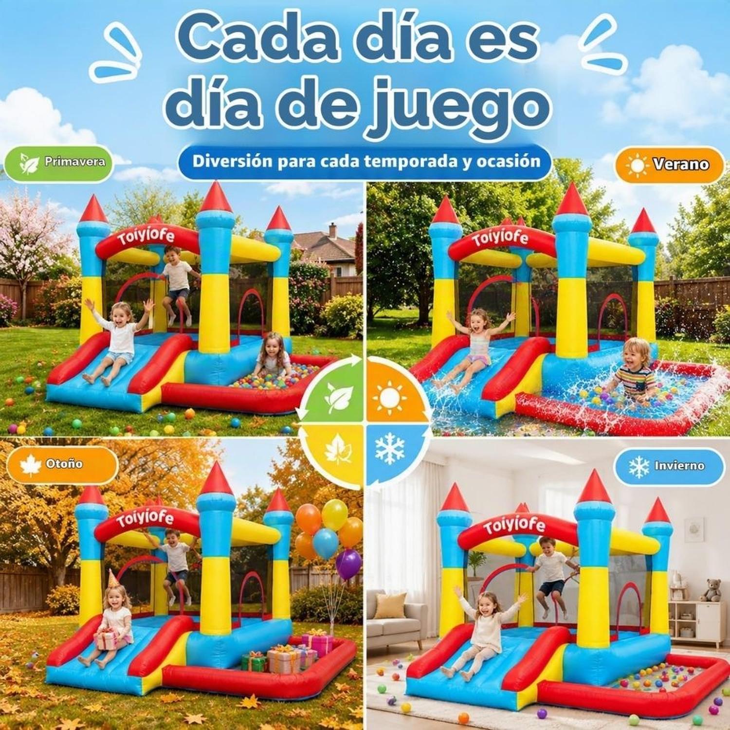 CASTILLO INFLABLE PARA NIÑOS DE 3 A 6 AÑOS SOPLADOR 370W - 5