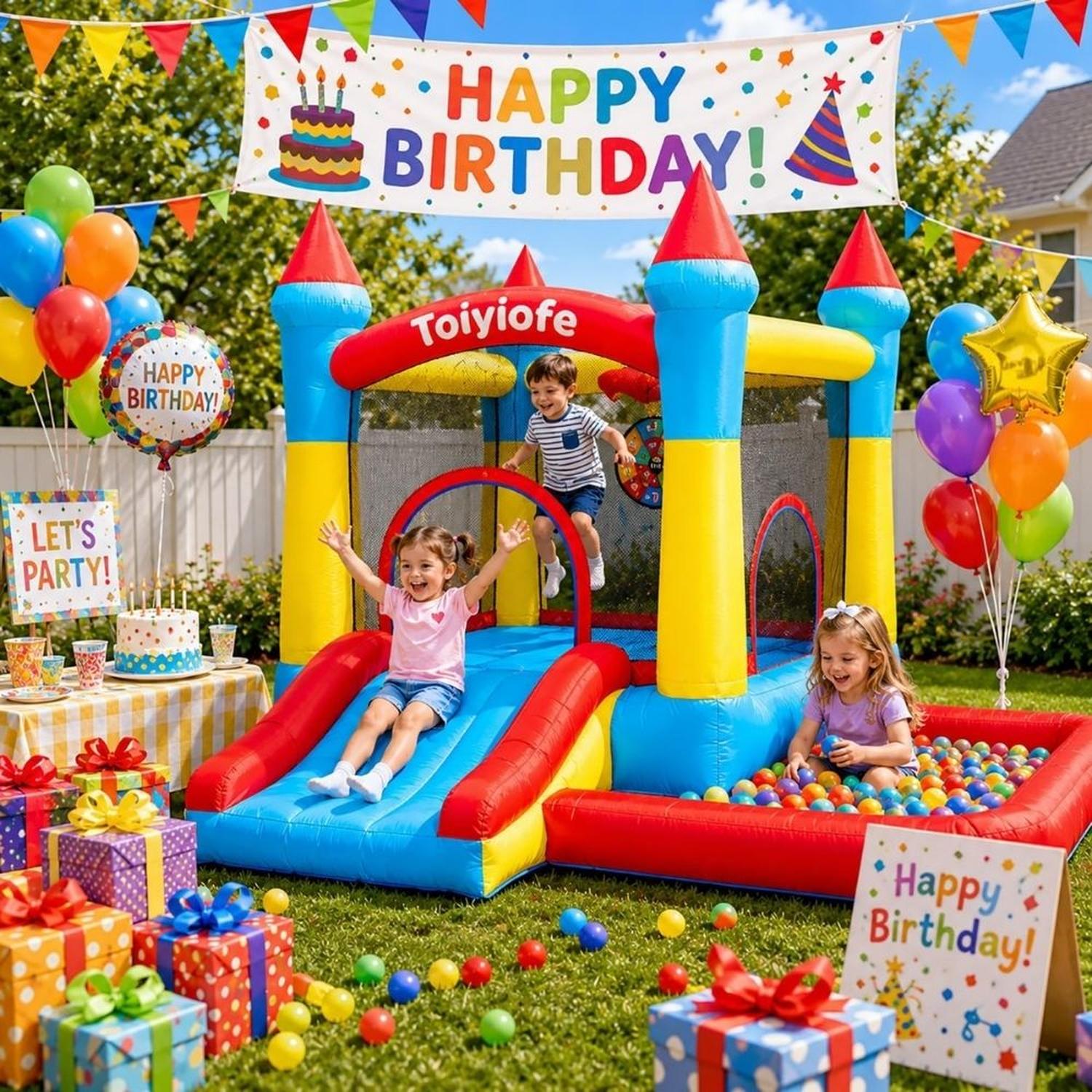 CASTILLO INFLABLE PARA NIÑOS DE 3 A 6 AÑOS SOPLADOR 370W - 7