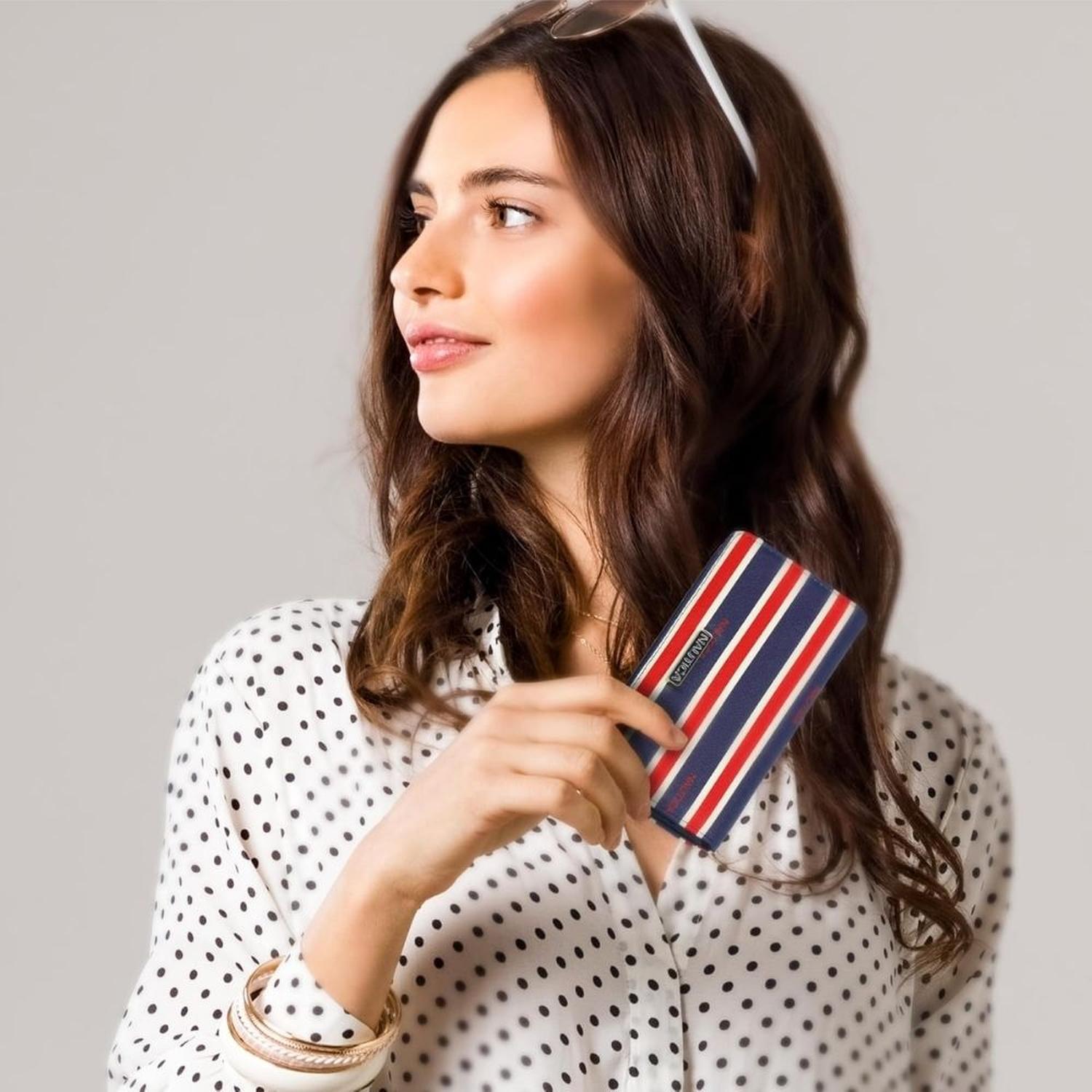 BILLETERA MUJER NAUTICA SLIM SEASIDE STRIPES - ROJO - 2