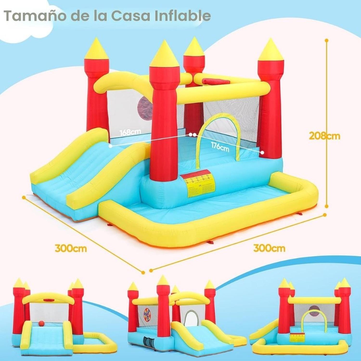 CASTILLO INFLABLE PARA NIÑOS DE 3 A 6 AÑOS CON TOBOGAN SOPLADOR 400W - 2