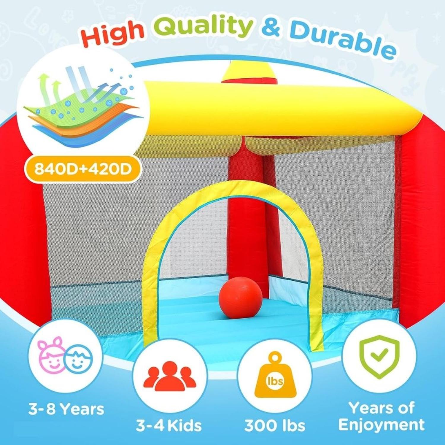 CASTILLO INFLABLE PARA NIÑOS DE 3 A 6 AÑOS CON TOBOGAN SOPLADOR 400W - 5