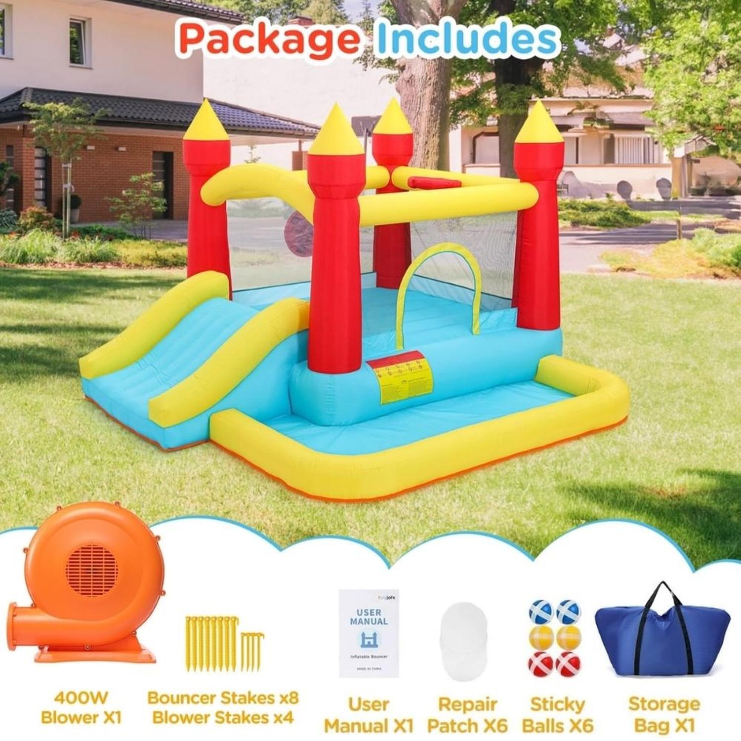 CASTILLO INFLABLE PARA NIÑOS DE 3 A 6 AÑOS CON TOBOGAN SOPLADOR 400W - 7