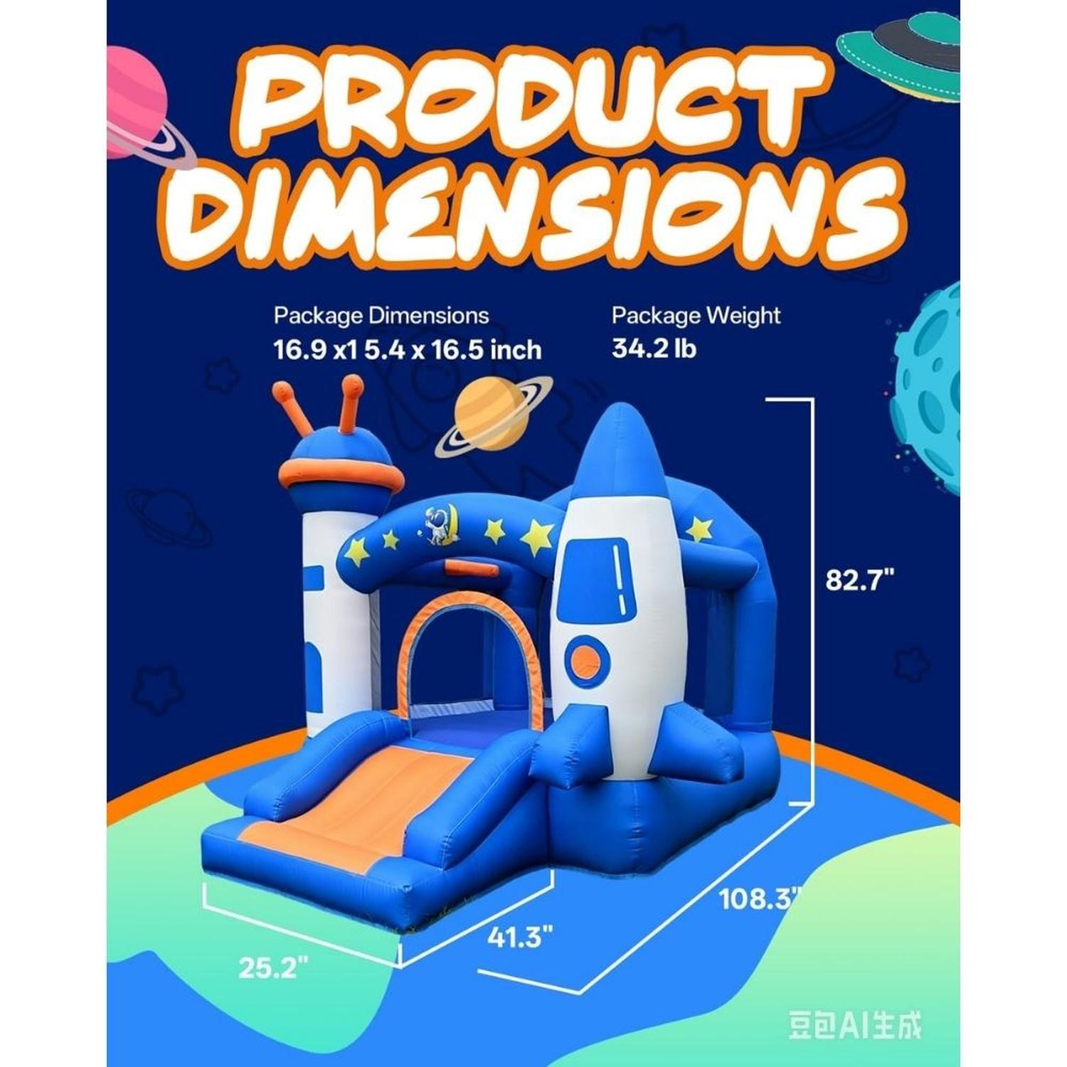 CASTILLO INFLABLE PARA NIÑOS DE 3 A 6 AÑOS SOPLADOR 350W - 2