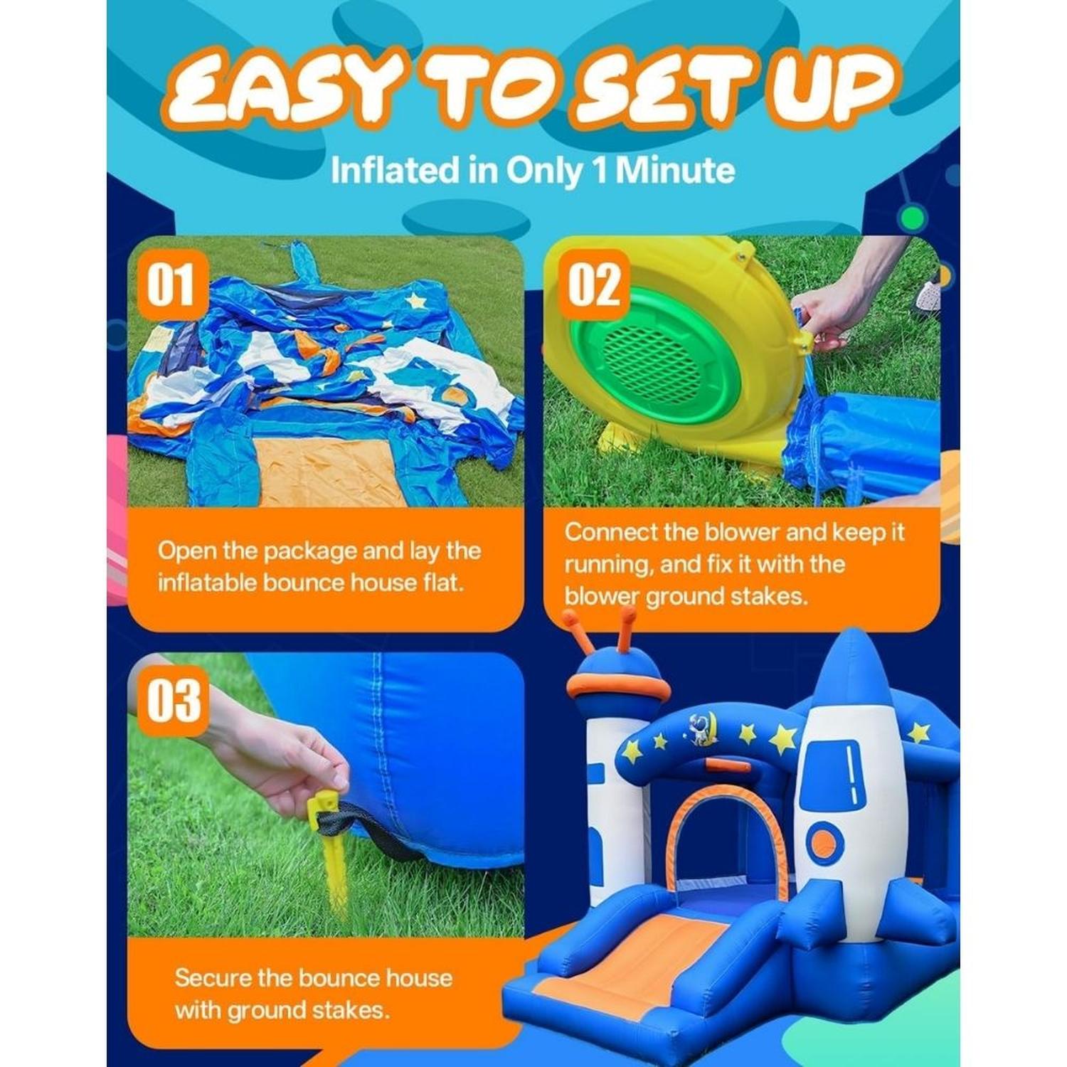 CASTILLO INFLABLE PARA NIÑOS DE 3 A 6 AÑOS SOPLADOR 350W - 6