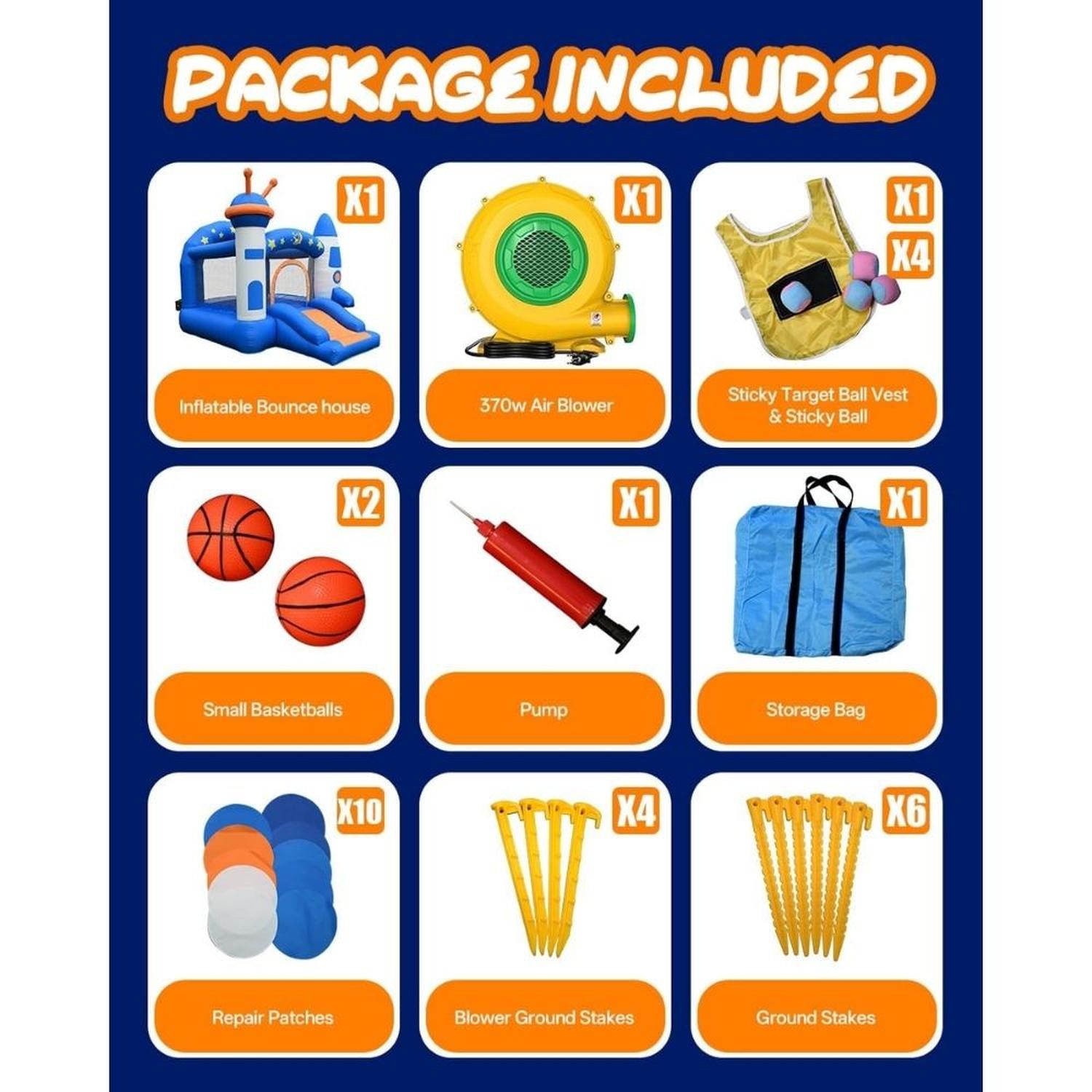 CASTILLO INFLABLE PARA NIÑOS DE 3 A 6 AÑOS SOPLADOR 350W - 7