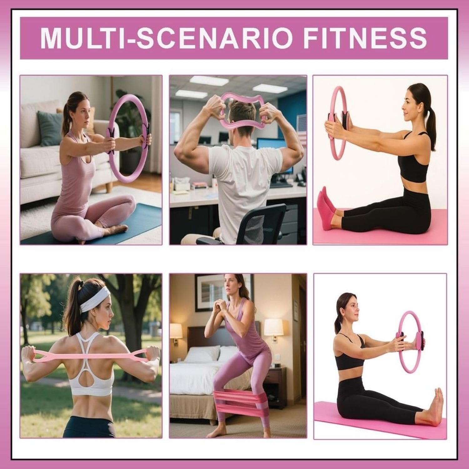 KIT DE FITNESS PARA YOGA Y PILATES 18 PIEZAS - ROSA - 4