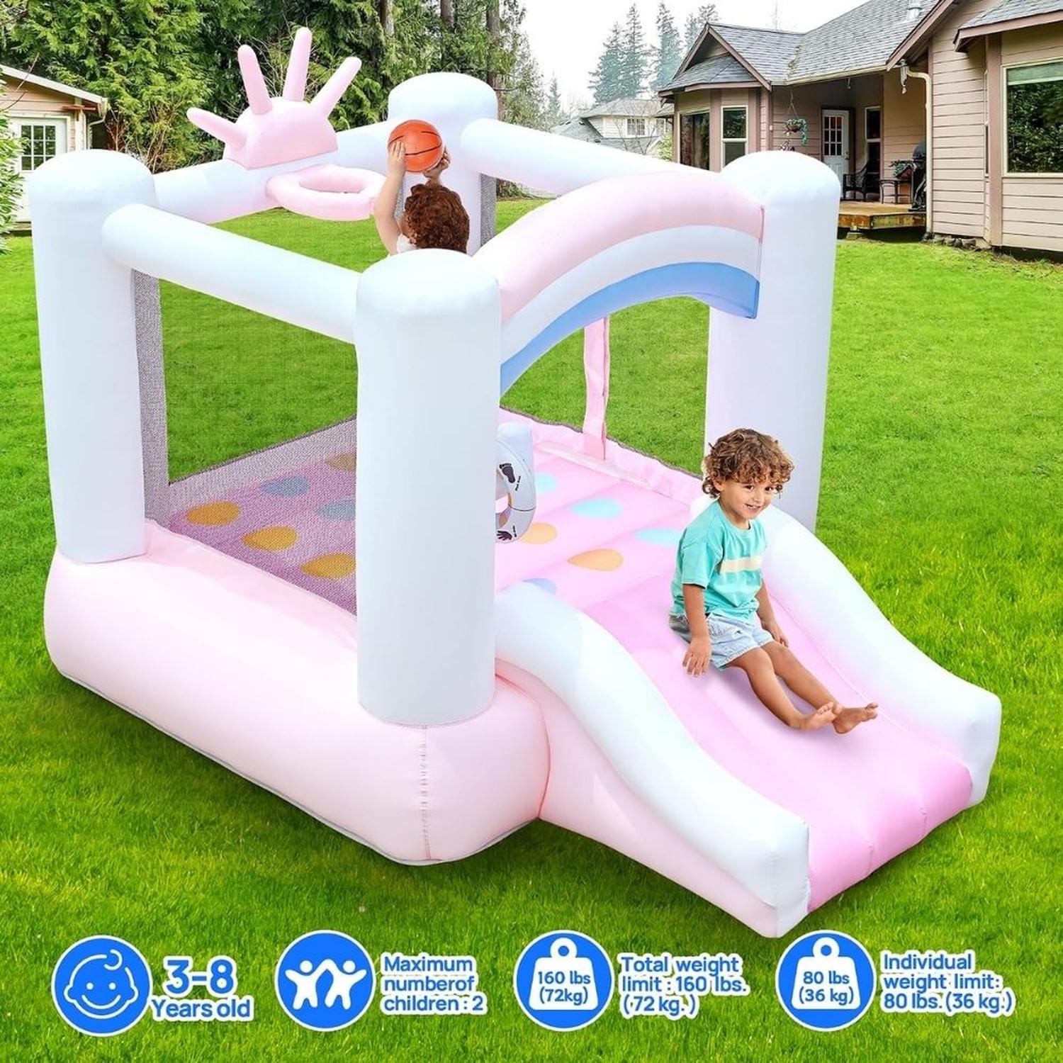 CASTILLO INFLABLE PARA NIÑOS DE 3 A 6 AÑOS SOPLADOR 370W - 6