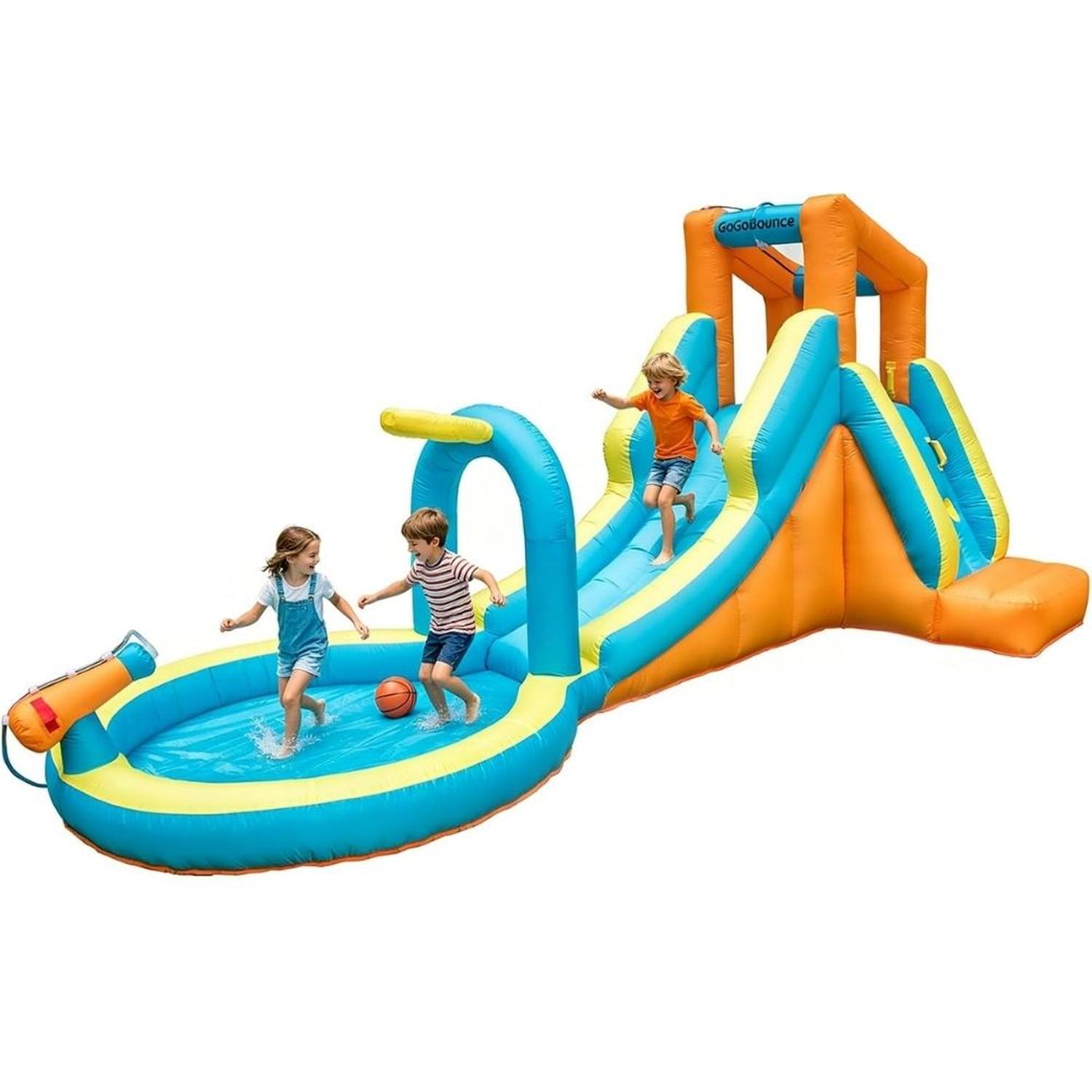 INFLABLE CON TOBOGÁN DE AGUA PARA +3 AÑOS SOPLADOR 550W - 1