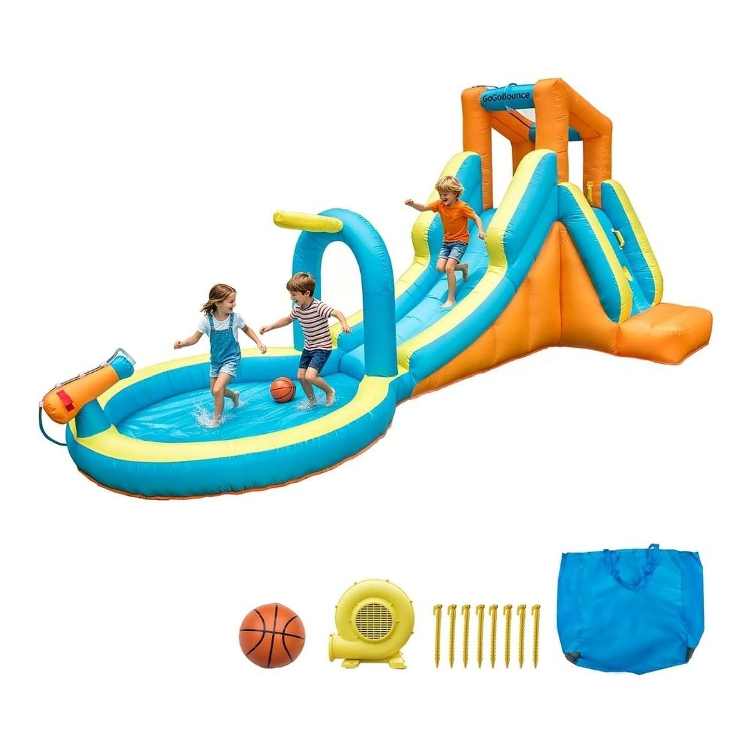 INFLABLE CON TOBOGÁN DE AGUA PARA +3 AÑOS SOPLADOR 550W - 2