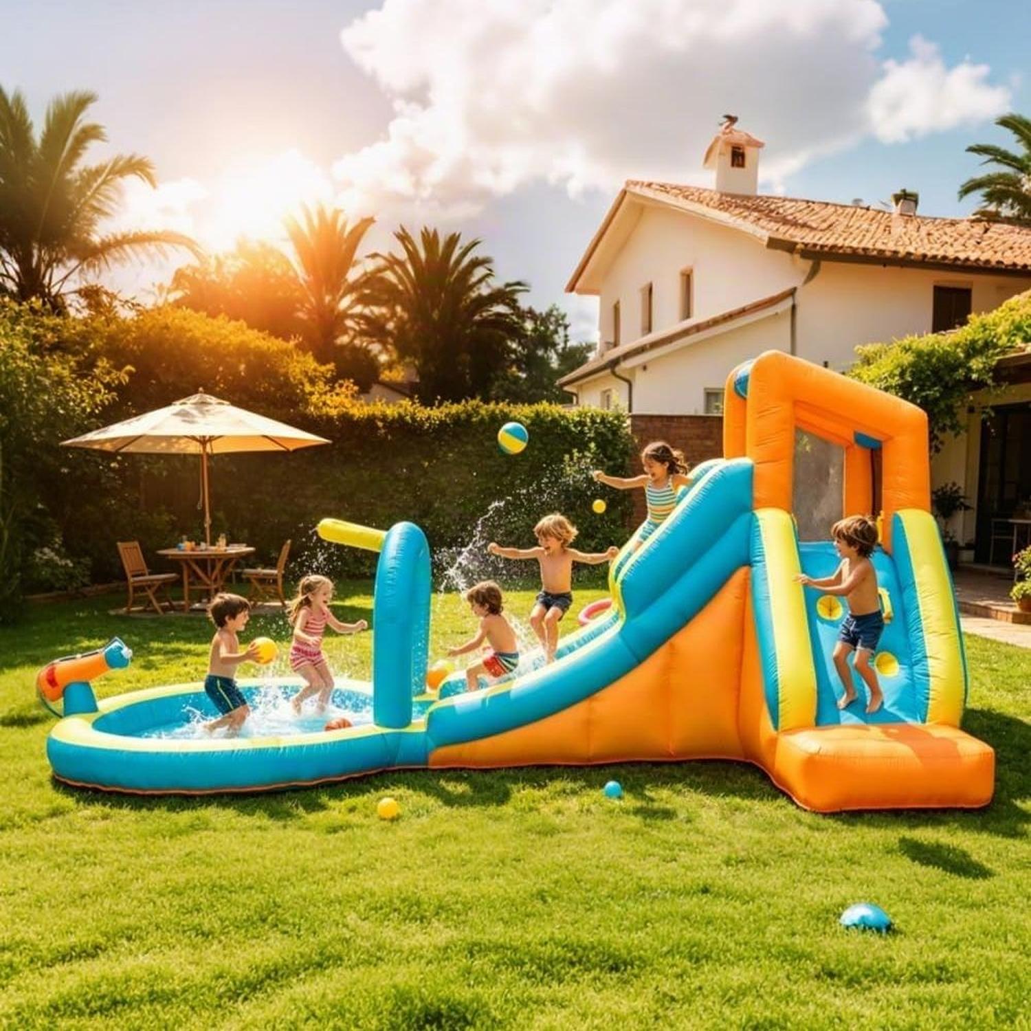 INFLABLE CON TOBOGÁN DE AGUA PARA +3 AÑOS SOPLADOR 550W - 3