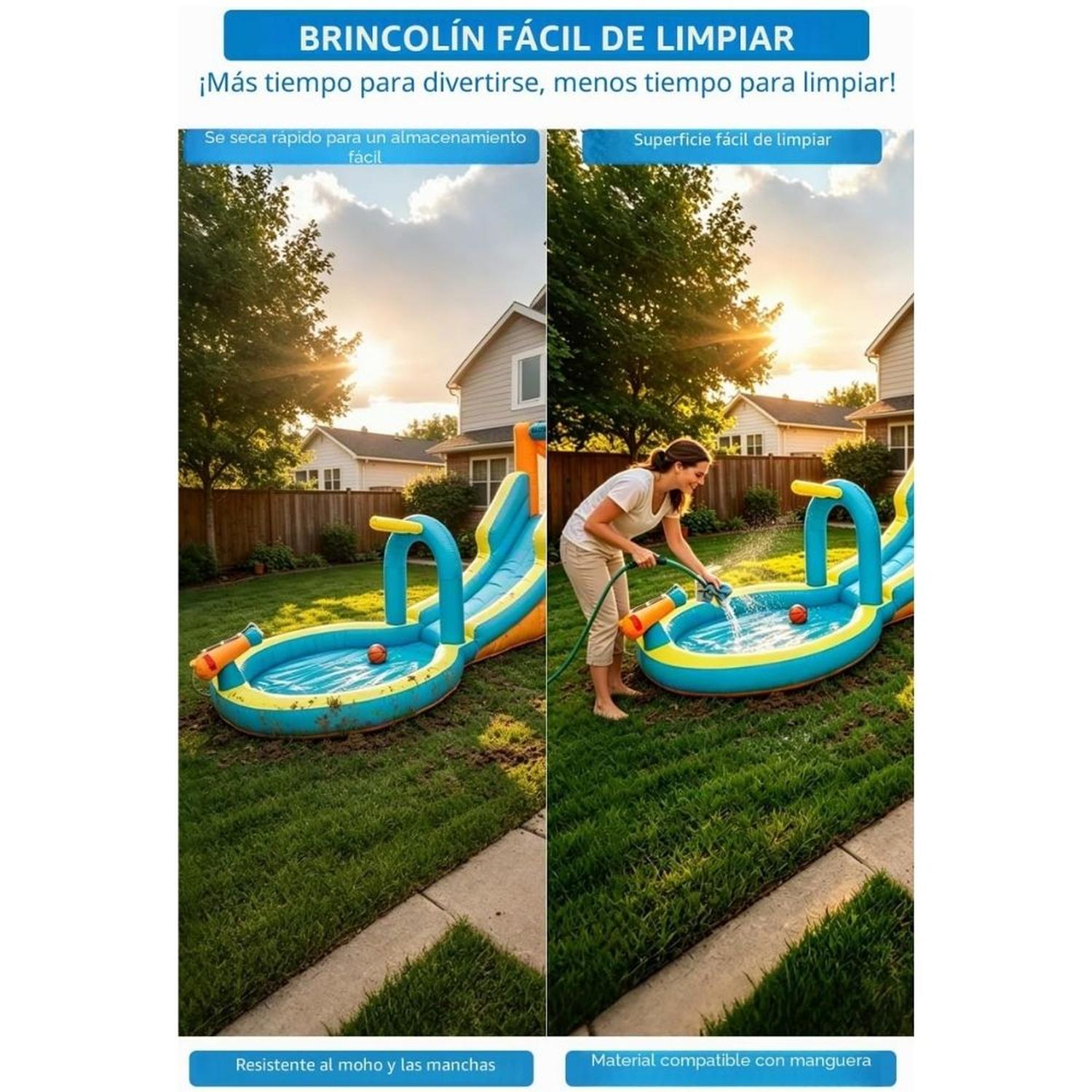 INFLABLE CON TOBOGÁN DE AGUA PARA +3 AÑOS SOPLADOR 550W - 4