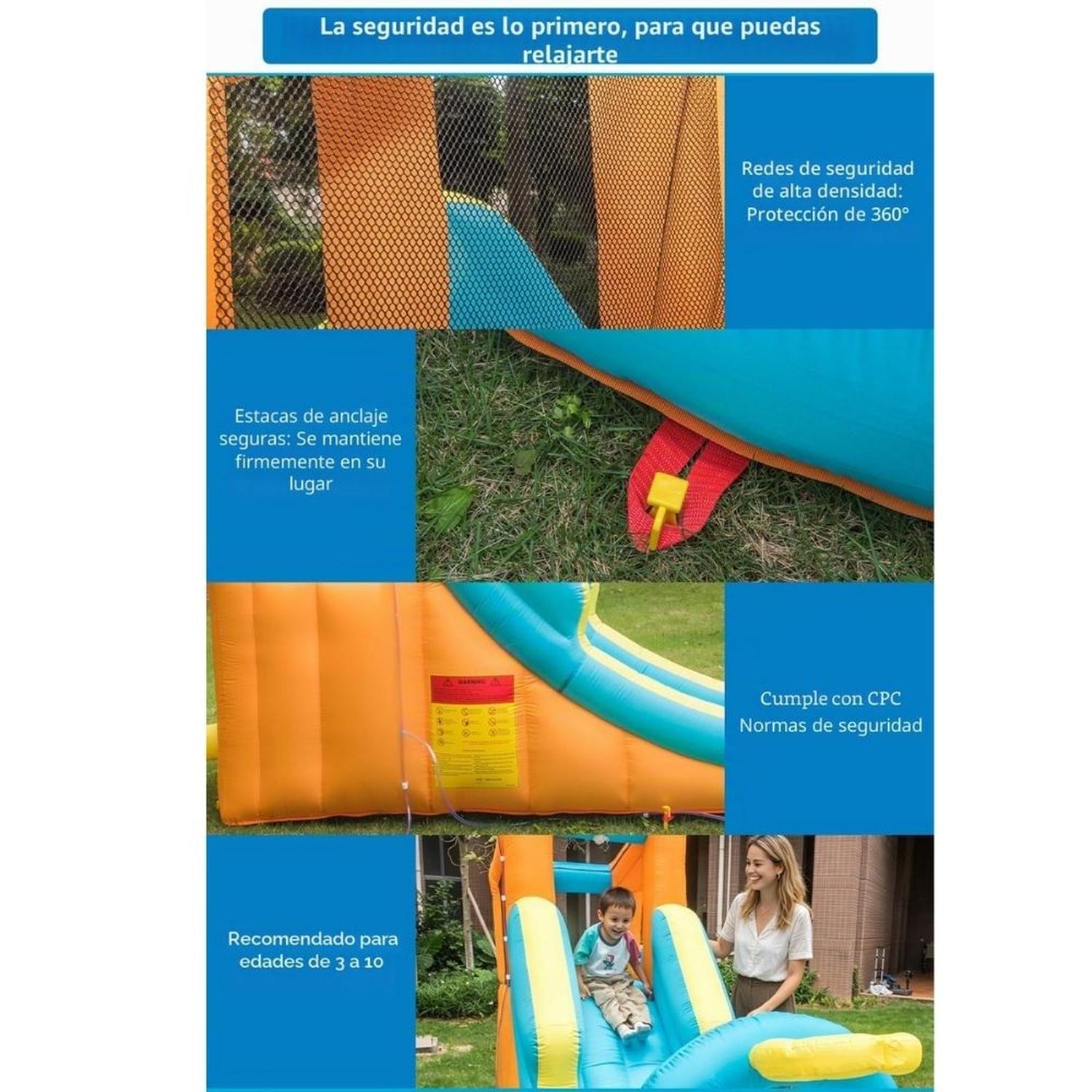 INFLABLE CON TOBOGÁN DE AGUA PARA +3 AÑOS SOPLADOR 550W - 5