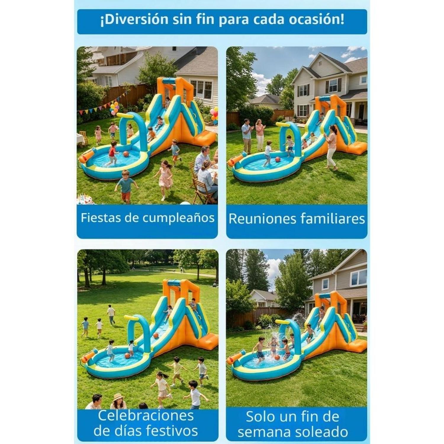 INFLABLE CON TOBOGÁN DE AGUA PARA +3 AÑOS SOPLADOR 550W - 6