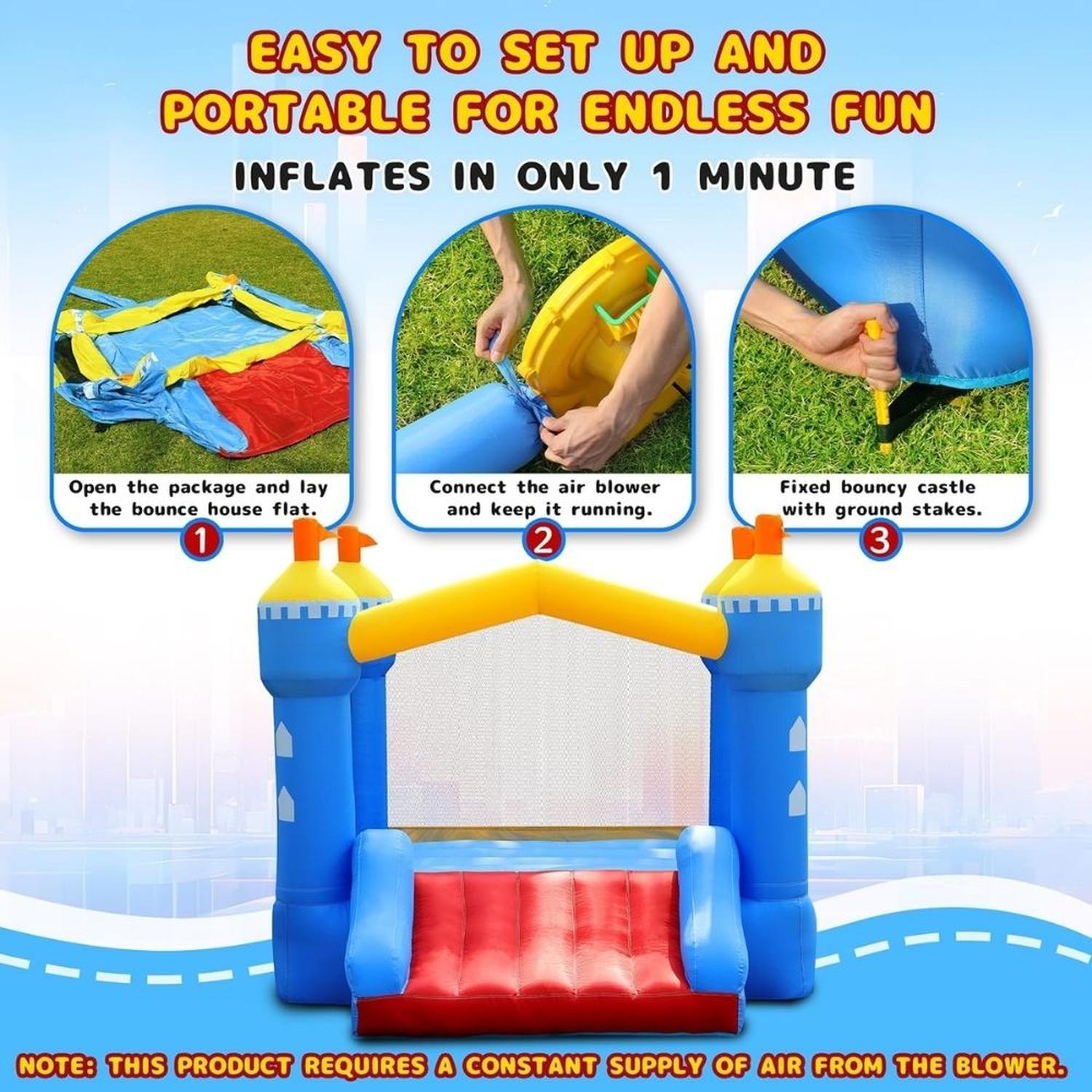 CASTILLO INFLABLE PARA NIÑOS DE 3 A 6 AÑOS SOPLADOR 370W - 4