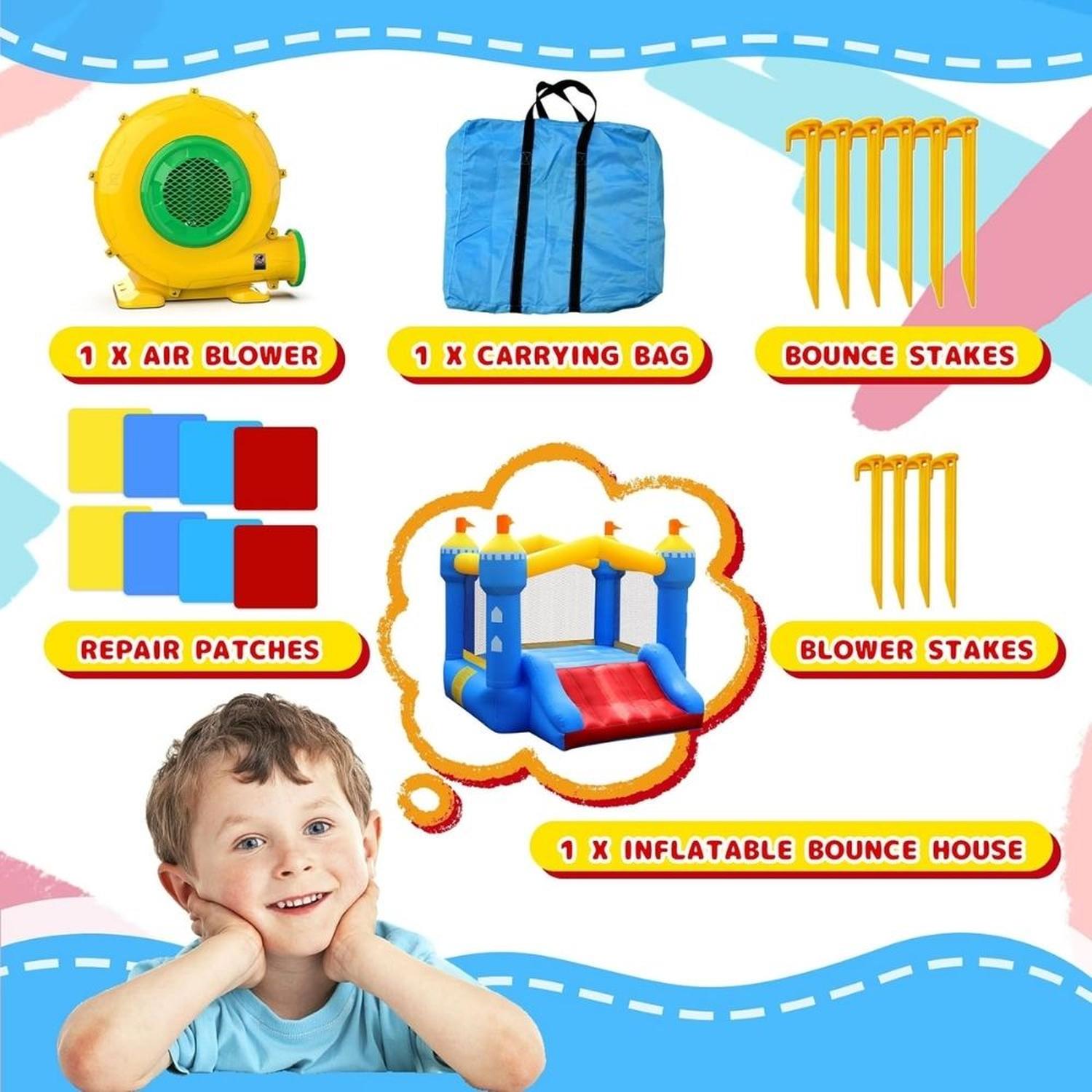 CASTILLO INFLABLE PARA NIÑOS DE 3 A 6 AÑOS SOPLADOR 370W - 6
