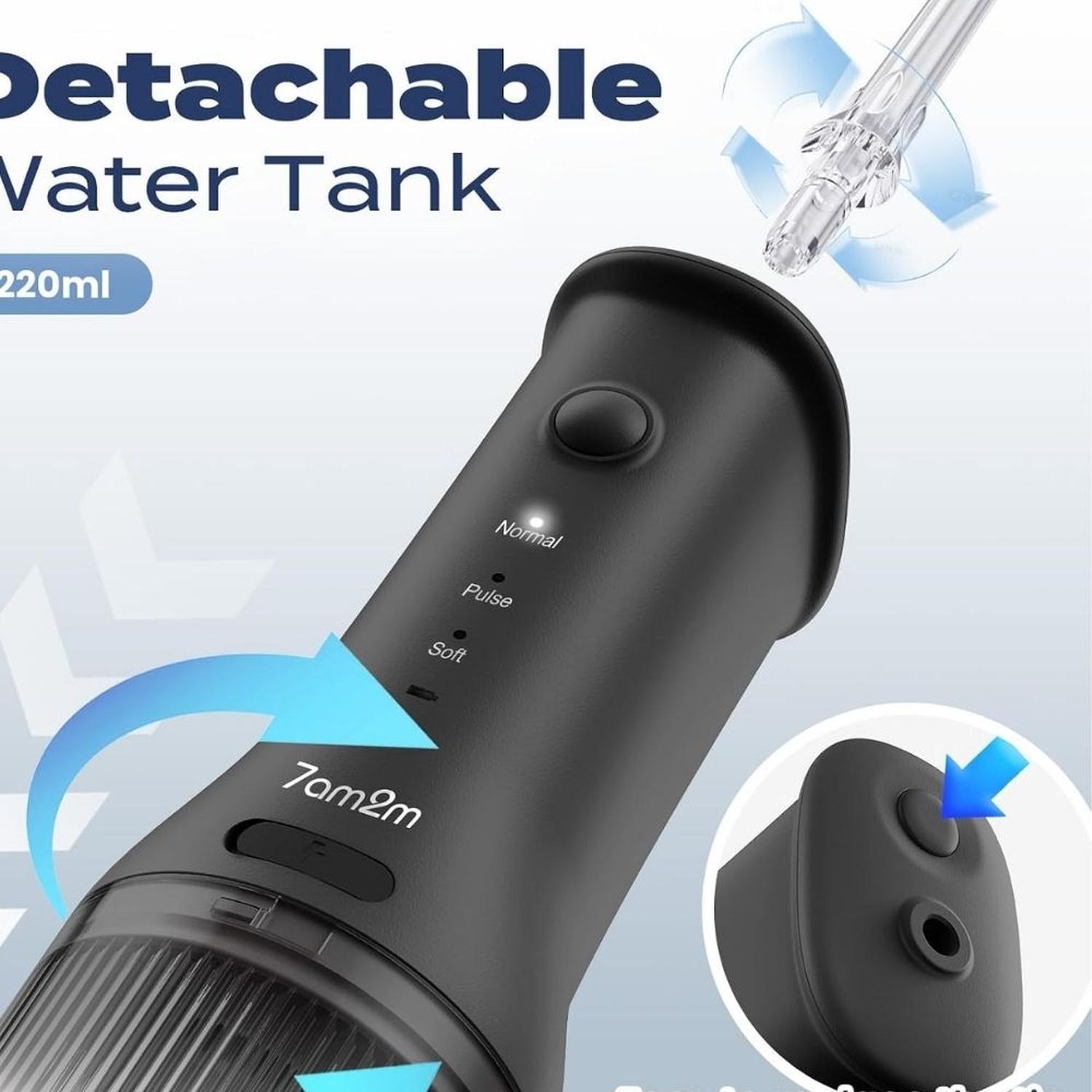 IRRIGADOR DENTAL INALÁMBRICO RESISTENTE AL AGUA IPX7 - NEGRO - 4