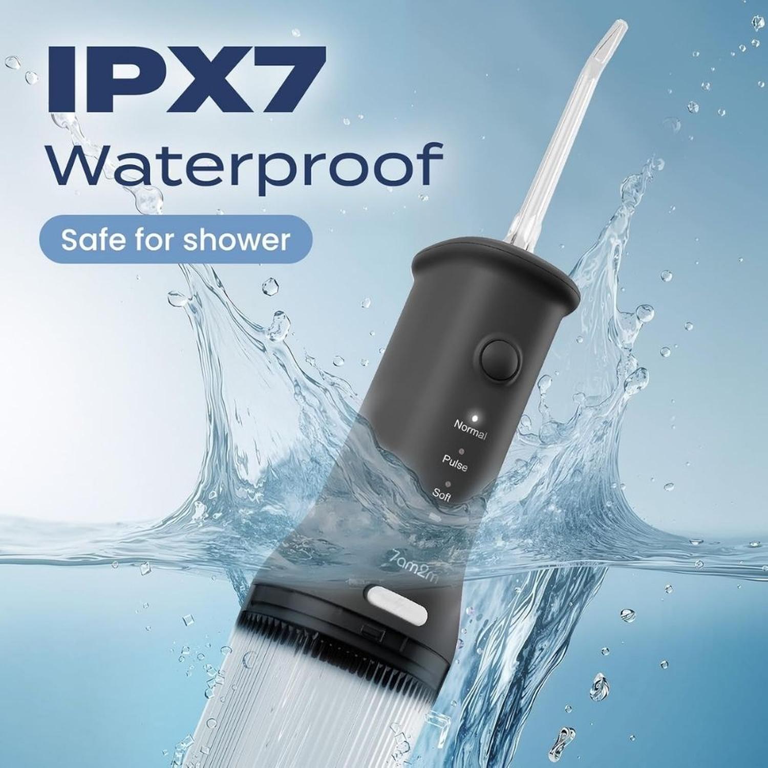 IRRIGADOR DENTAL INALÁMBRICO RESISTENTE AL AGUA IPX7 - NEGRO - 5